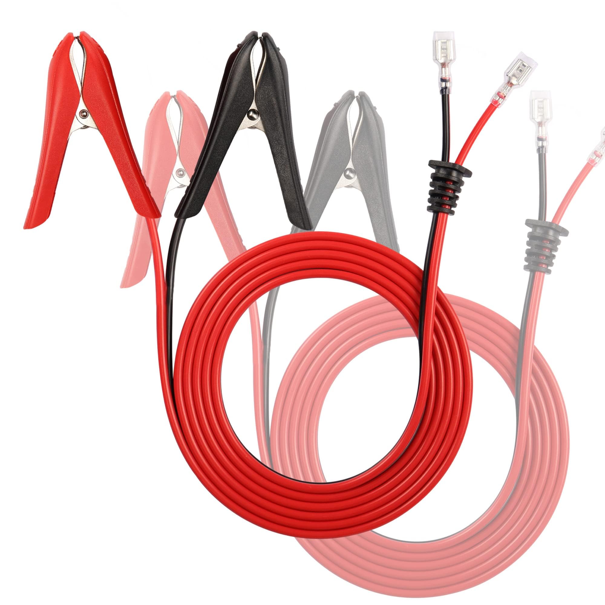 Azonee 2PCS Car Battery Alligator Clips1.8m Alligator Clips18AWG 12V 24V Battery Clamp Clip-On with Quick Splice Crimp Lock Terminal Extension Cable for Battery Charging Backup Battery Connection Etc