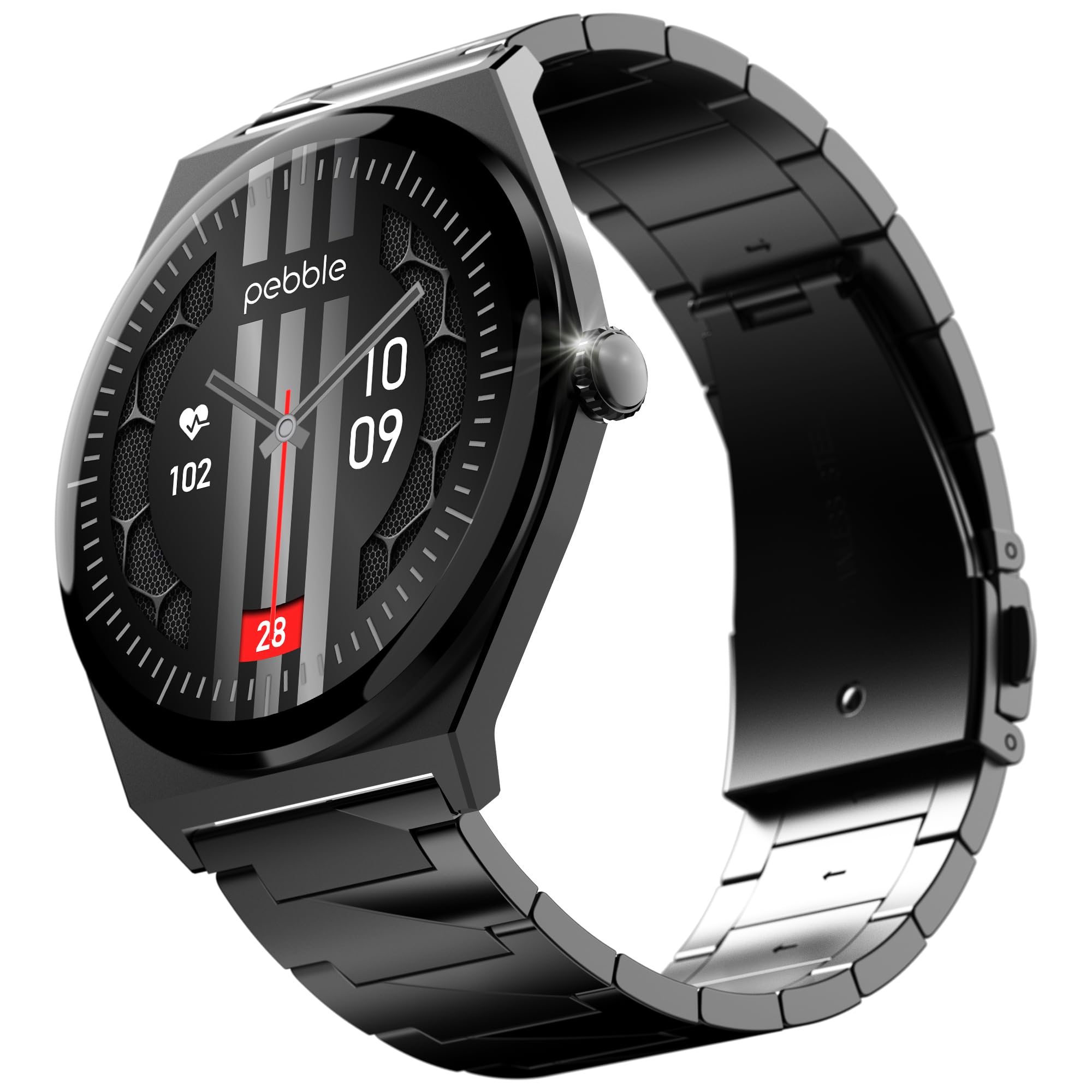 Pebble Royale Steel 1.43” Ultra AMOLED Display Smartwatch with Alway