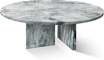 Yozma Blue Gray Natural Marble Coffee Table Set, 2-Piece, Polished