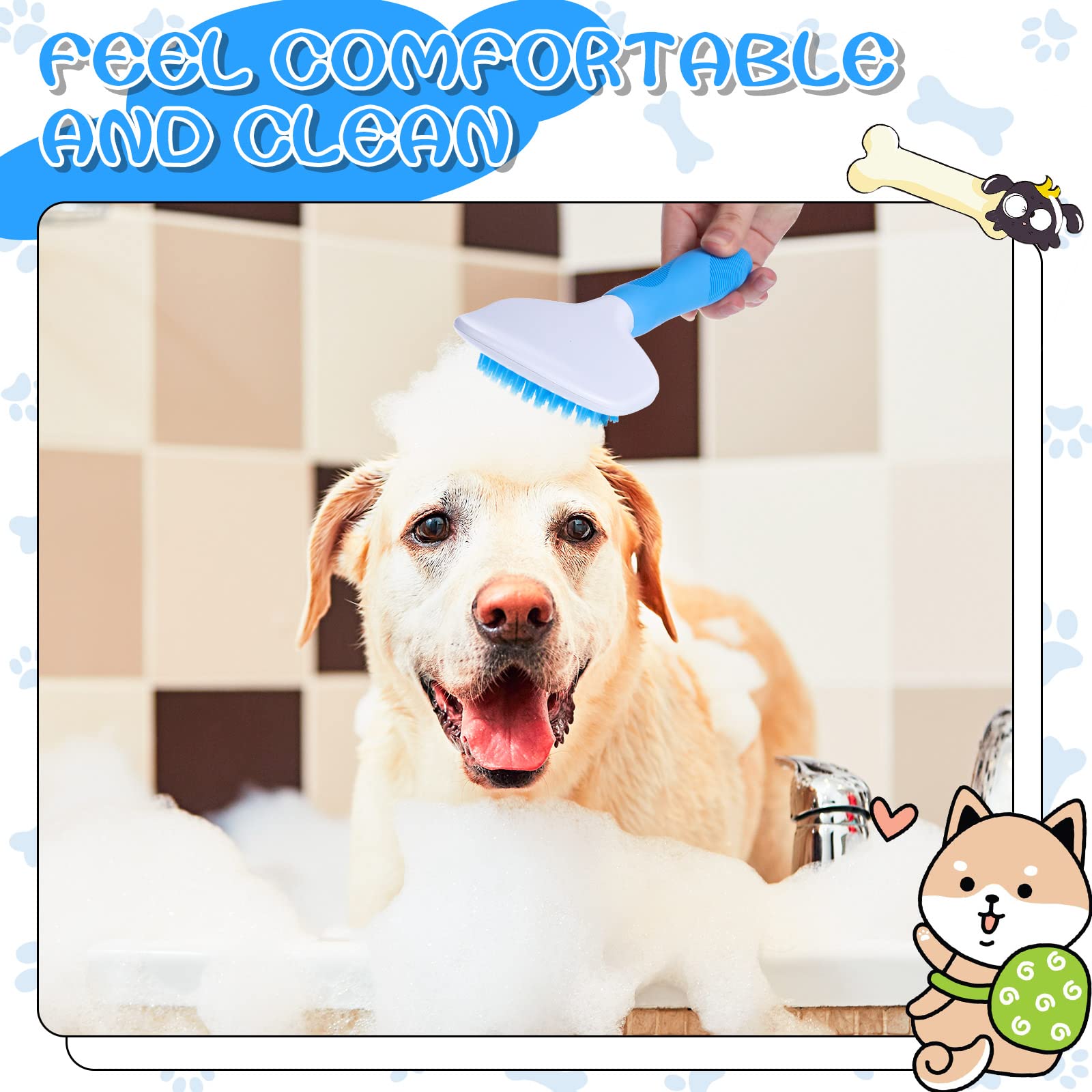 Kacctyen Spazzola da bagno per cani Spazzola per animali domestici con setole morbide in silicone Spazzola per il lavaggio del cane Spazzola per il bagno del cane Spazzola per la toelettatura del cane