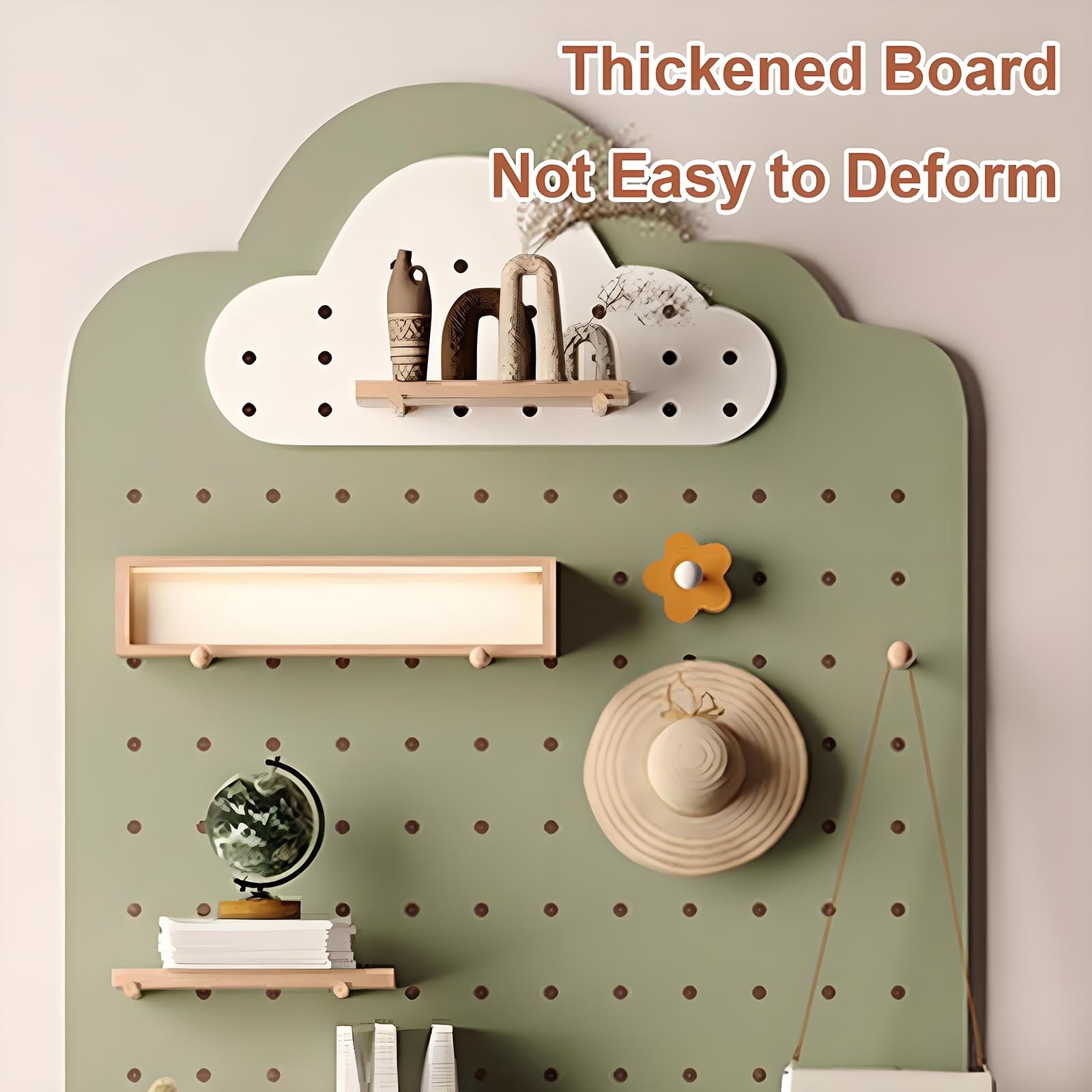 Wand-Organizer aus Holz für Stecktafel, Kombinationsset für Pegboard Zur Wandmontage, Diy-Aufbewahrungsregal Zum Aufhängen zu Hause und Im Büro(Yellow)