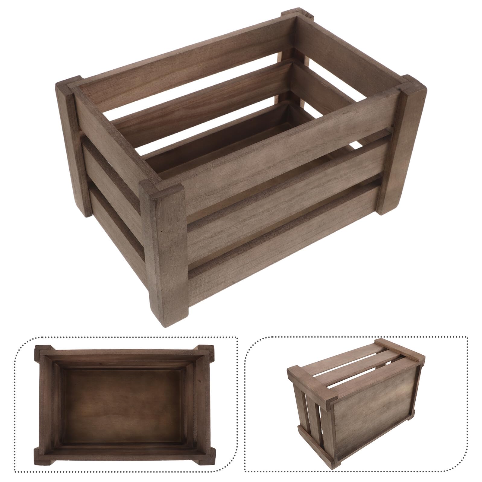 Scatola di Stoccaggio Rustica in Legno Rettangolare per Cucina e Display