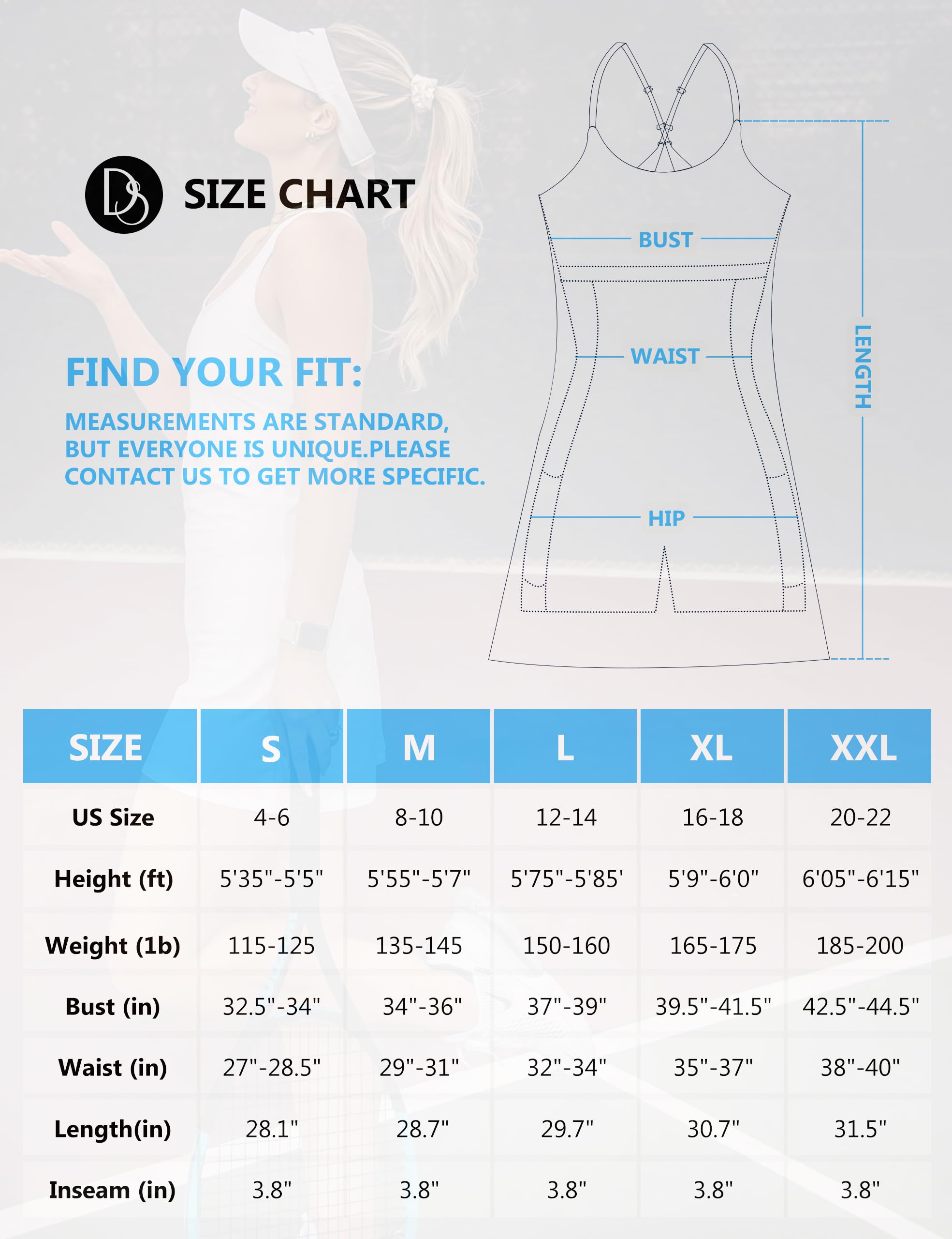 Desol Vestido de tenis para mujer, vestido de entrenamiento de golf con sujetador integrado y bolsillos cortos, vestido deportivo con bolsillos ajustables