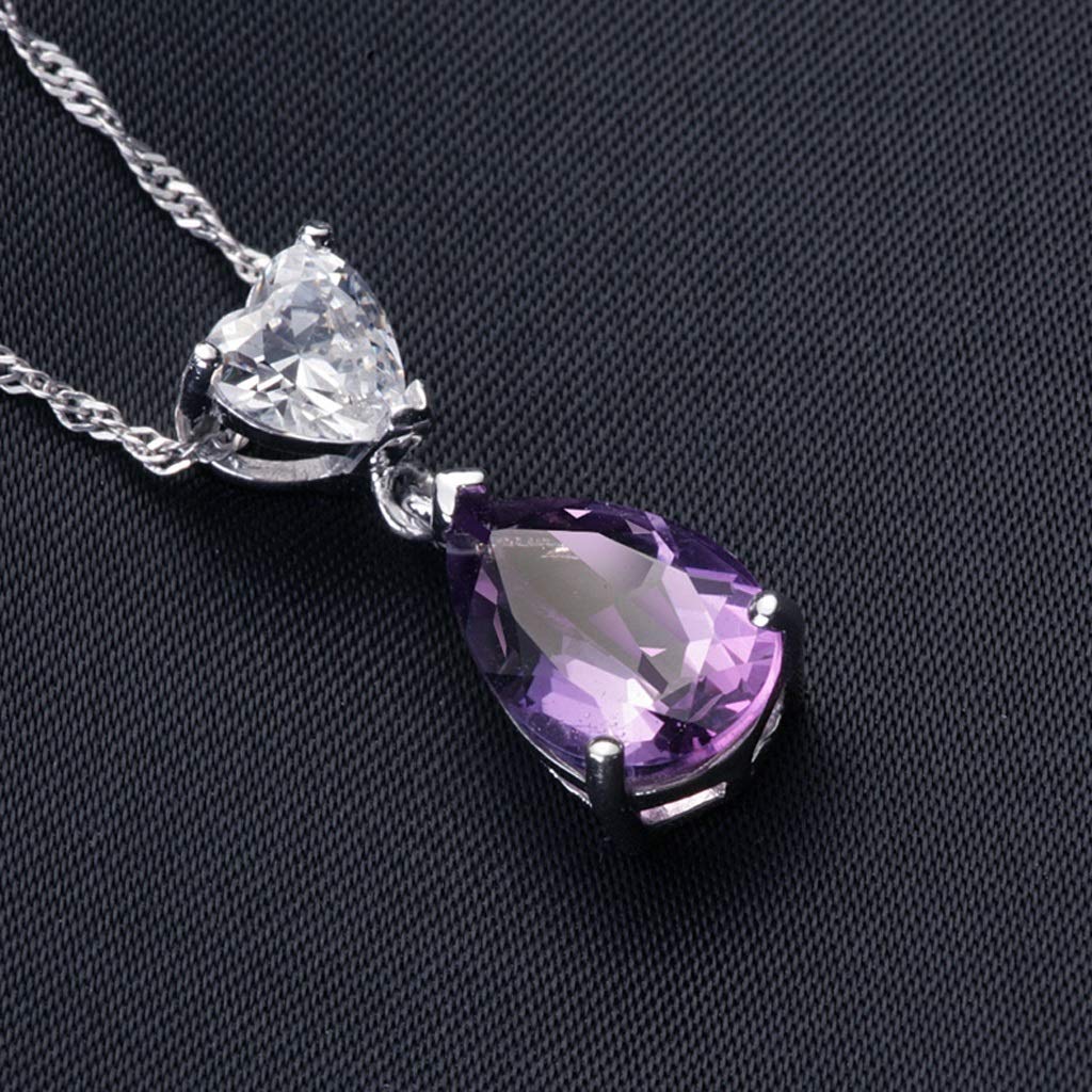 NBYGSC Collares para Mujeres Niñas Forma de Gota Collar con Colgante de Amatista de 2,6 Quilates Collar con Colgante de 18 '', Joyas para Mujeres Gargantillas Collares para el hogar