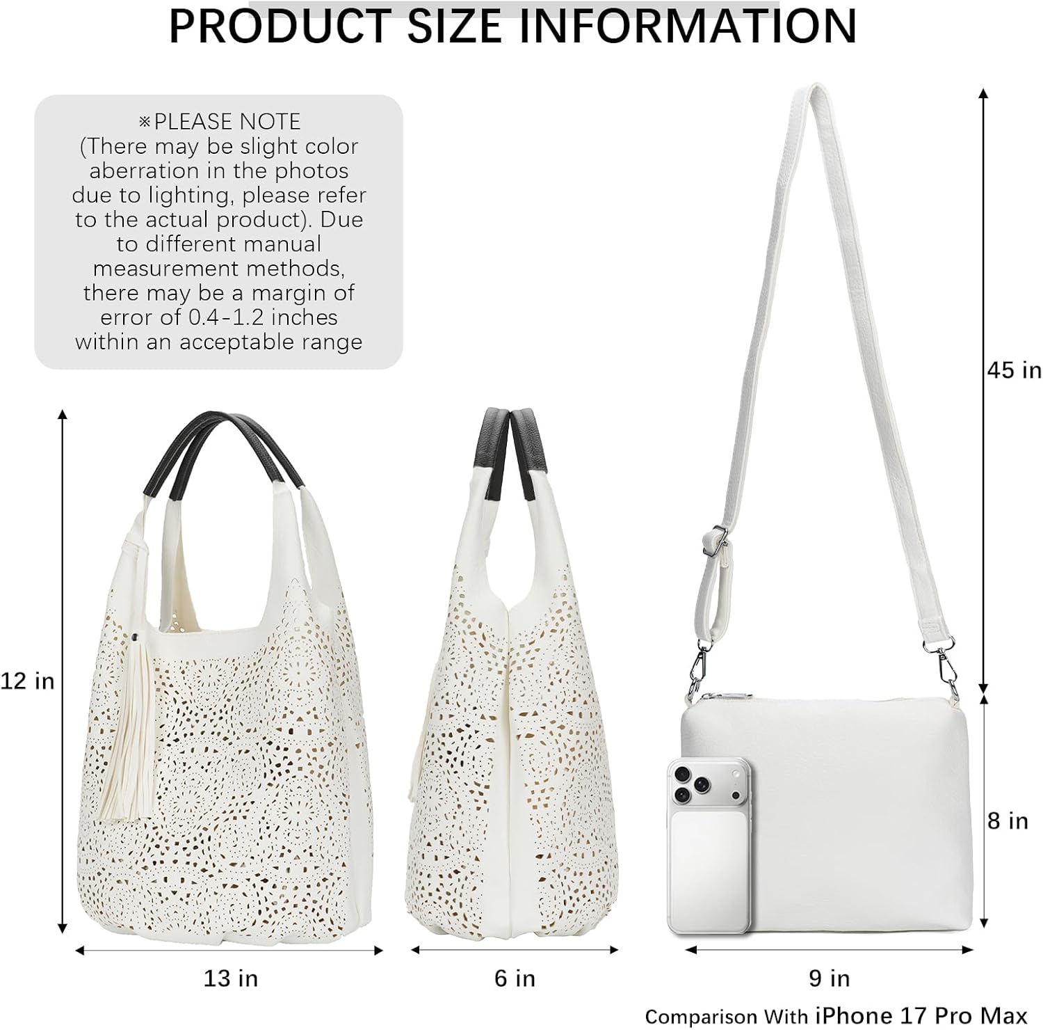 ALEX&MIA Hobo Bag for Women – Trendy Large Tote, Hollow Design, Crossbody & Shoulder Bag – Perfect for Work and Daily Use