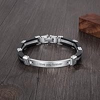 Vista 4 de Pulsera grabada personalizada con nombre grabado de acero inoxidable con etiqueta de identificación, pulseras grabadas para hombre, regalo