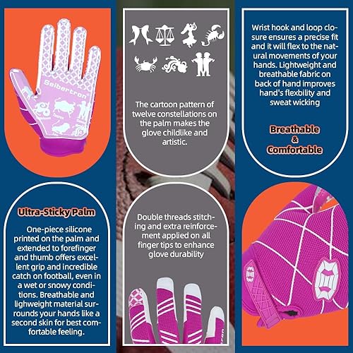 Miniatura 3 de Seibertron Pro 3.0 Elite Ultra-Stick Sports Receiver Glove Football Gloves Youth and Adult