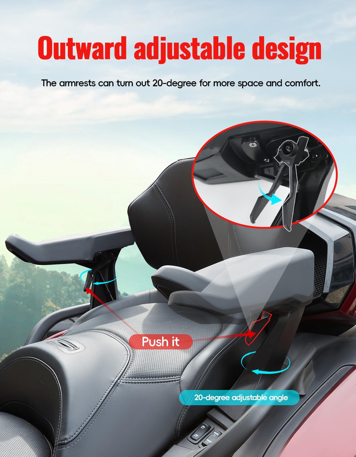 Amazon.co.jp: Can-Am Spyder RT 20-25用リア助手席アームレスト、調節