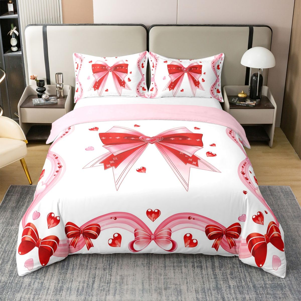 Housse de Couette 220x240 Anti-Transpiration Coton Parure Lit Enfant Rouge