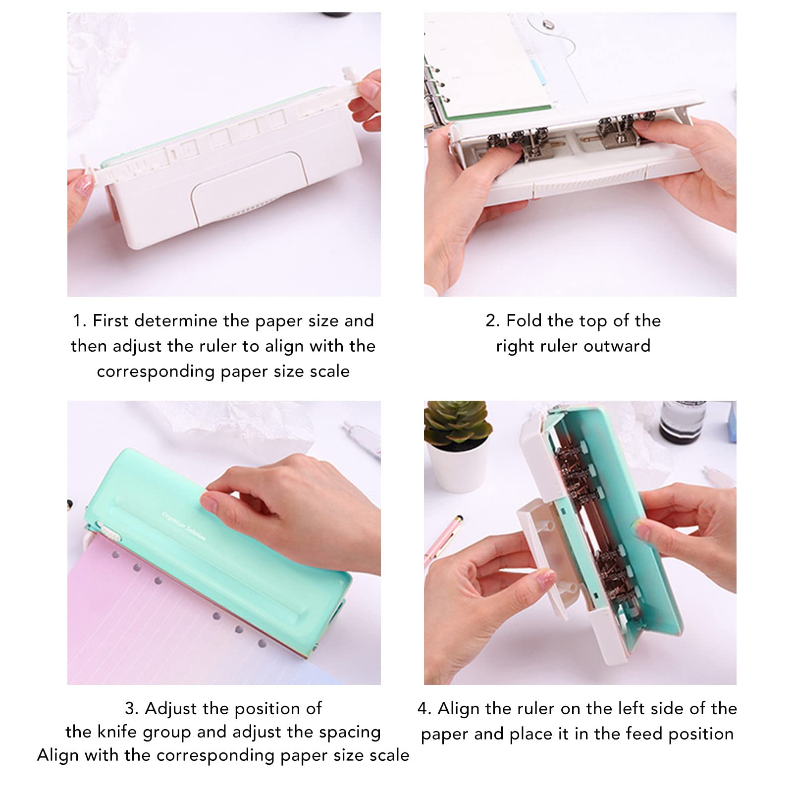 Goshyda Perforatrice Regolabile a 6 Fori, Perforatrice per Carta a 6 Fori per Raccoglitori di Pianificatori, per Rilegare A4 A5 B5 A6 A7, con capacità di 10 Fogli