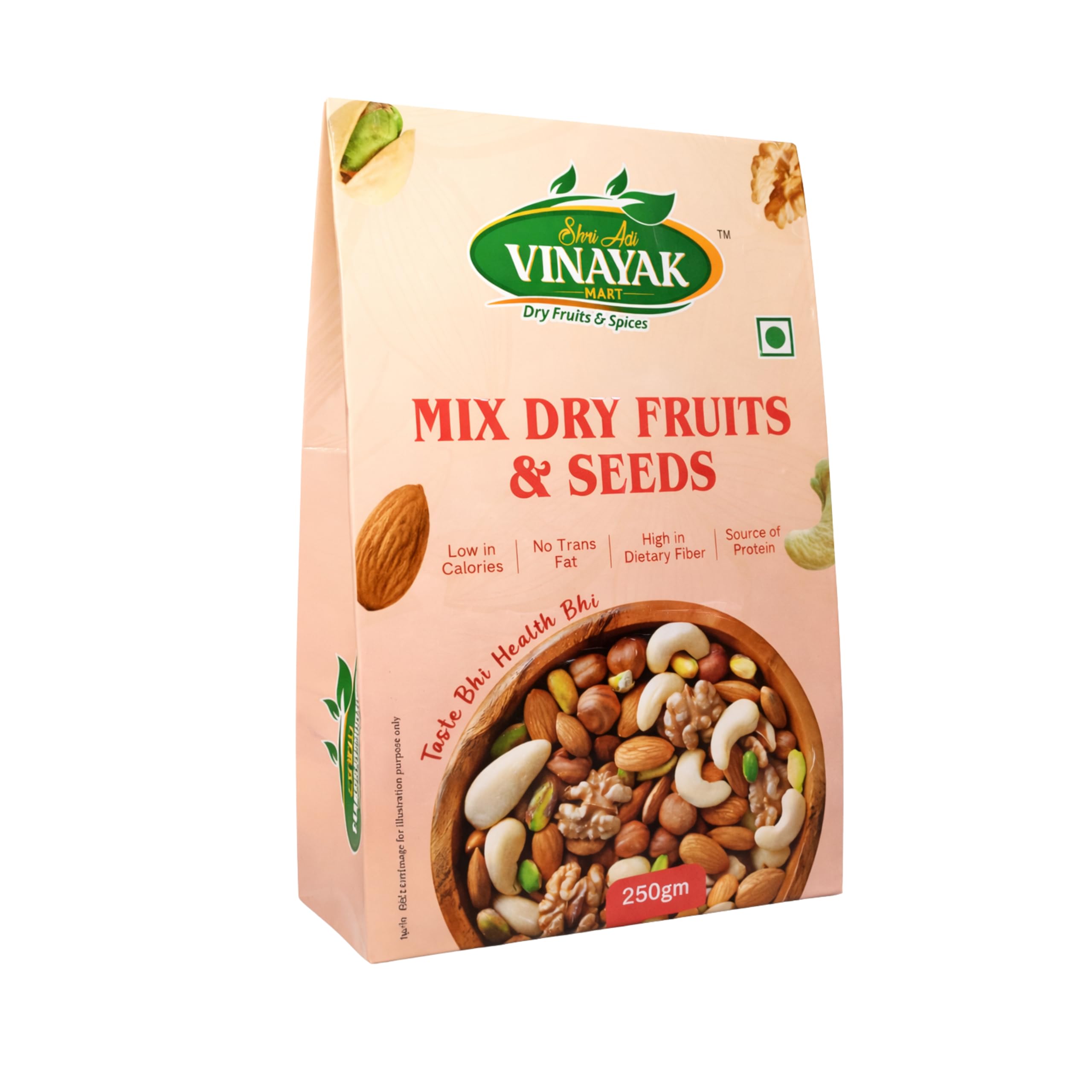 SHRI ADI VINAYAK MART Premium Mix Dry Fruits & Seeds, Roasted Trail Mix with Almonds, Cashews, Walnuts & Pistachios, High Protein, Dietary Fiber, No Trans Fat, 250g-picture-22
