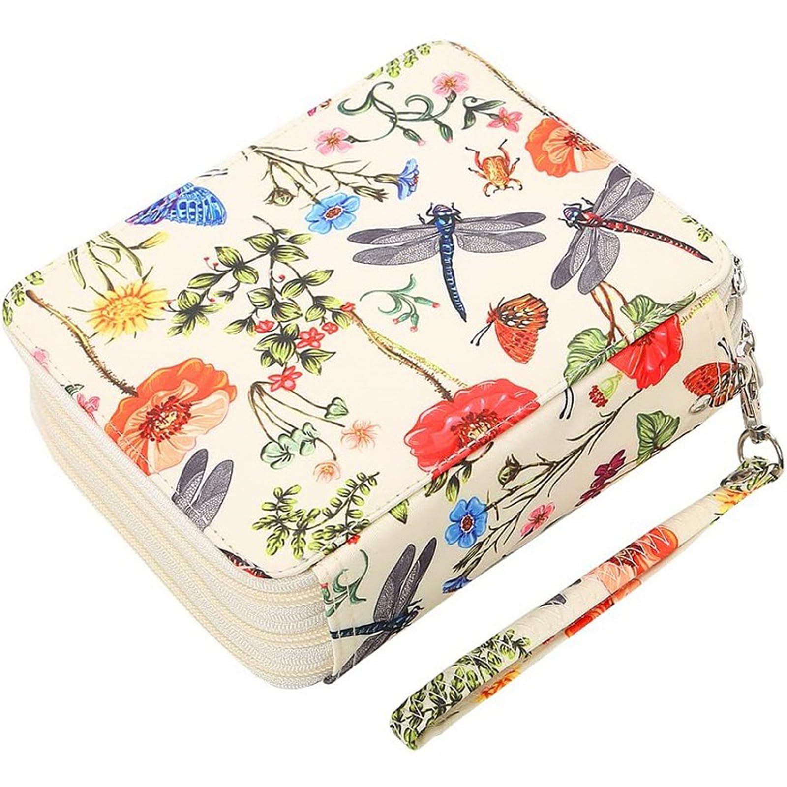 Veroa Pencil Case with 3 Compartments - Square, Dragonfly, L, Fashion