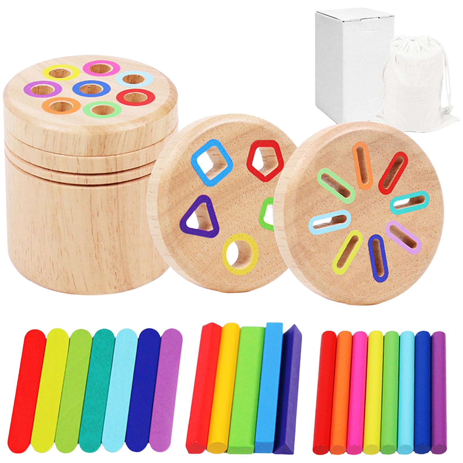 Toddler Toys, Montessori Toys for 1 2 3 Year Old Boys & Girls, Wooden Color Sorting & Fine Motor Skills Toys, Educational Learning Travel Toys for 2-3 Year Olds, for 1 Year Old Girl Boy