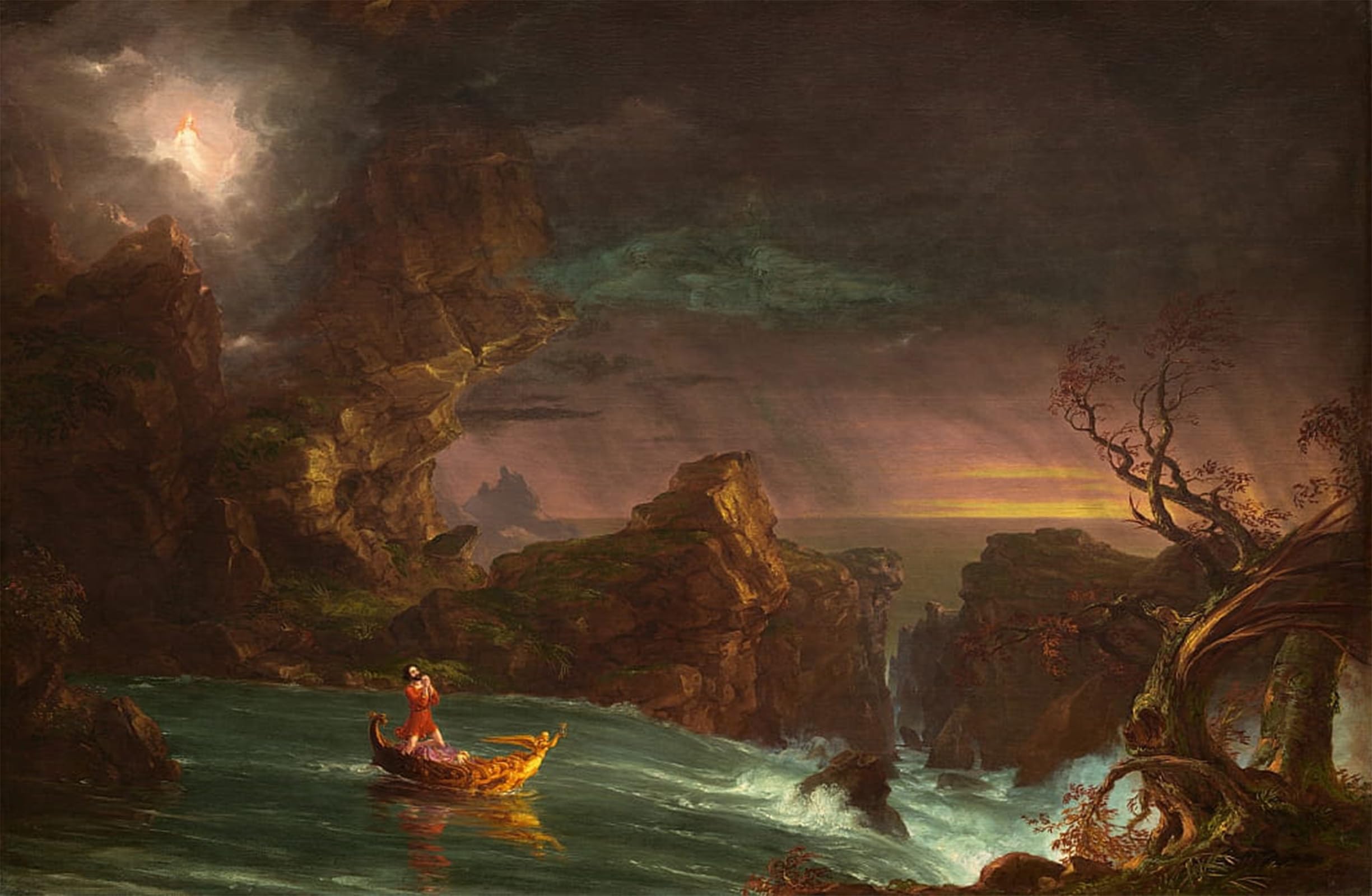 HRJUBWREE Vintage Poster Photo Wall Print Mural Artwork the of Life Manhood by Thomas Cole Art Prints Painting for Office Decor 60x90cm