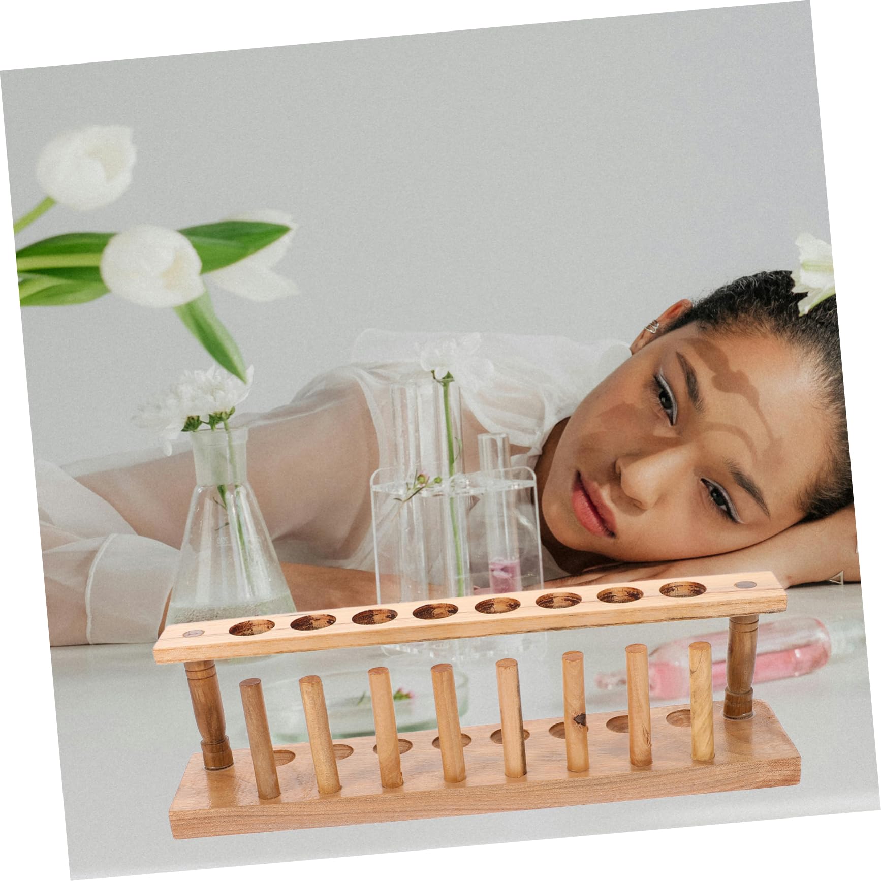 Mobestech 5stücke Holz Reagenzglas Gestell Für Reagenzgläser Stabiler Und Eleganter Aufbewahrungsständer Für Laborbedarf Und Wissenschaftliche Experimente Für Forschung Und Schulbedarf