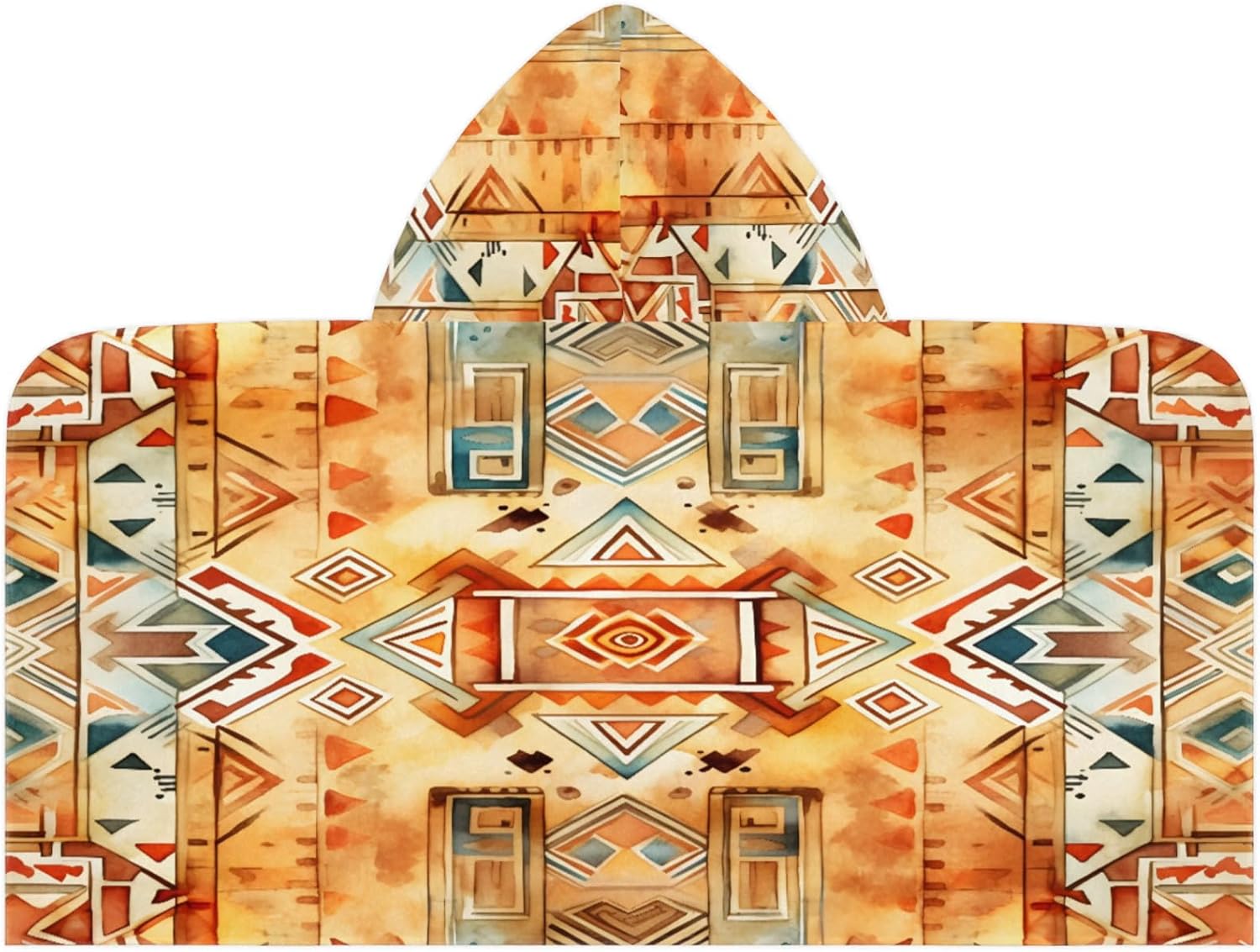 Ethnic Print Patterns Hooded Towels for Kids Absorbent Soft Pool Swim Beach Bath Towel for Boys Girls, 24 in x 50 in