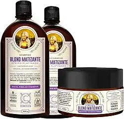 Kit Vegano Desamarelador COSMECEUTA Blond Matizante – Shampoo 300ml + Condicionador 300ml + Máscara 250g – Neutraliza Amarelado, Efeito Platinado e Hidratação Profunda