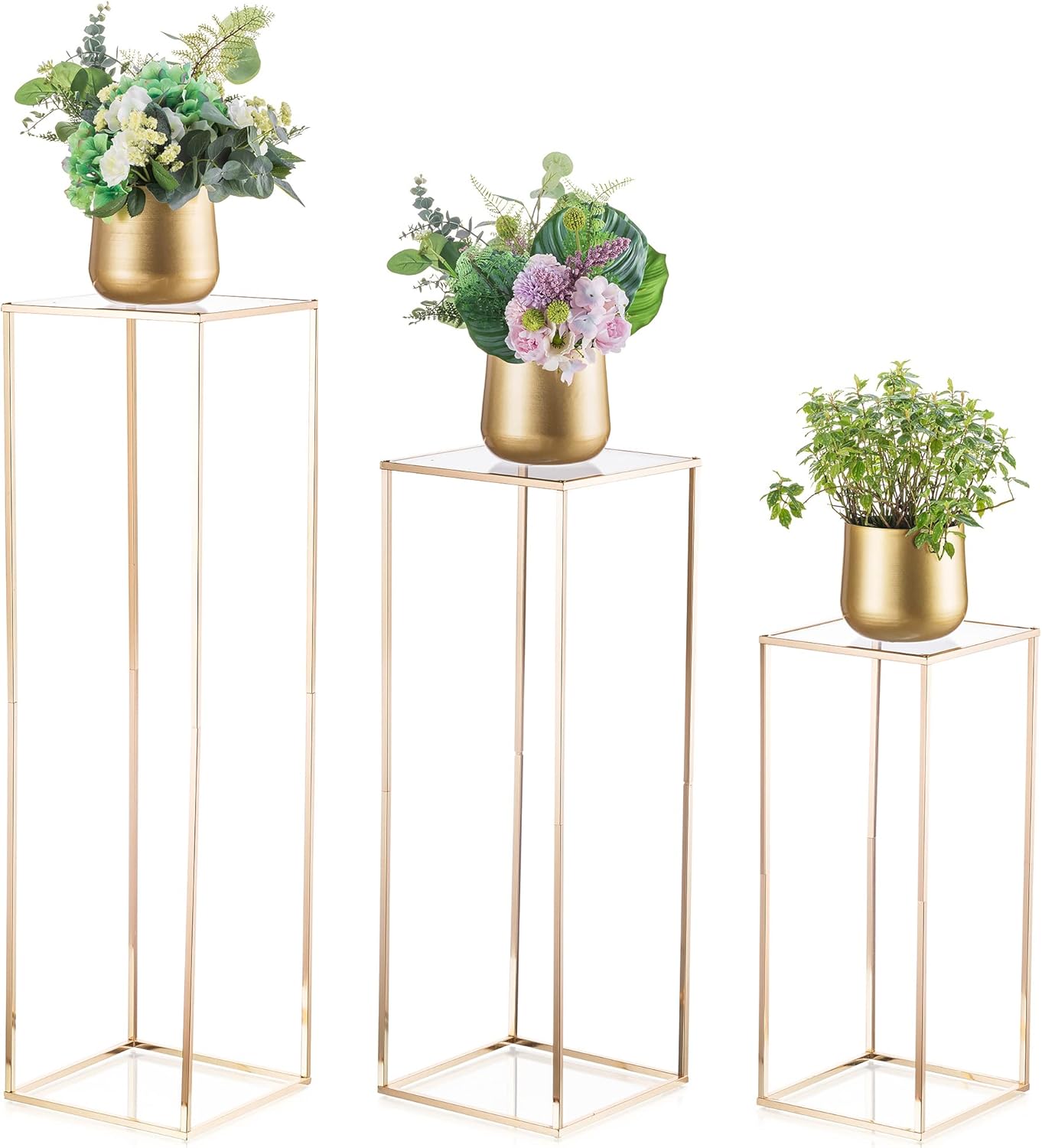 Gold Flower Stand for Table: 23.6"+31.5"+39.4” Tall Centerpiece Stand for Wedding Table Reception Floral Center Pieces with Home Decoration Party Event 1 Set