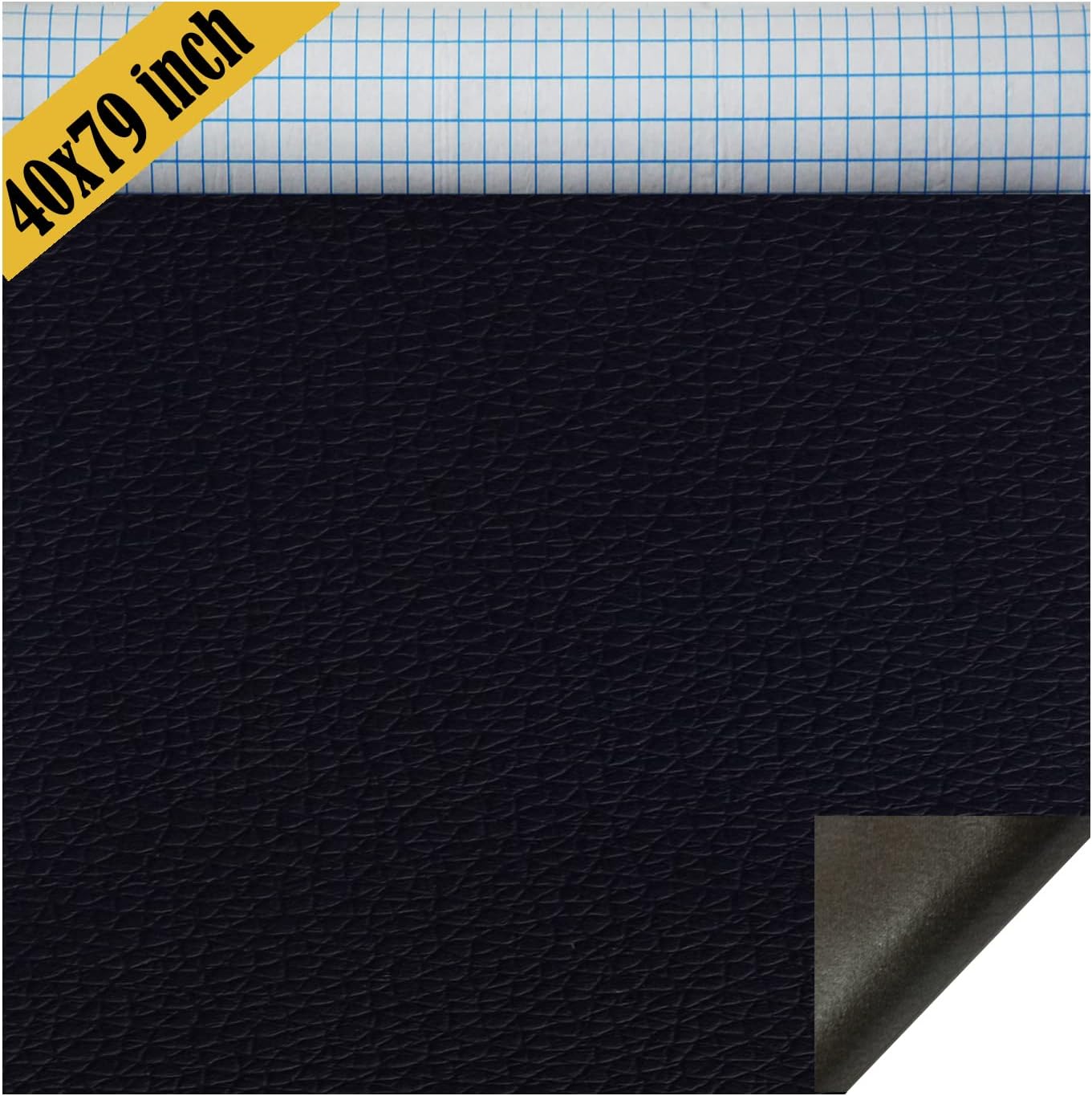 Large Leather Repair Tape Patch Kit for Furniture Couches 40X79inch Self-Adhesive refinisher cuttable Reupholster Patches for Couch Car Seats Sofa Vinyl Chairs Shoes Fabric Fix(Black, 40x79 inch)