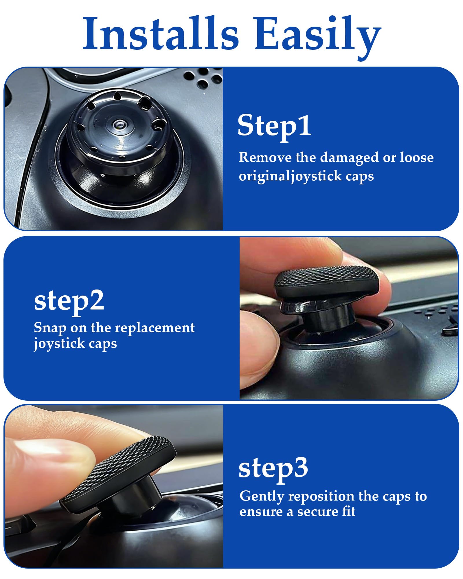 gommini joystick PS5 zestaw 10 sztuk, łatwe w instalacji, czarne, chroniące joysticki, szeroka kompatybilność, kompatybilne z kontrolerami PS4/PS5/PS5 Edge.