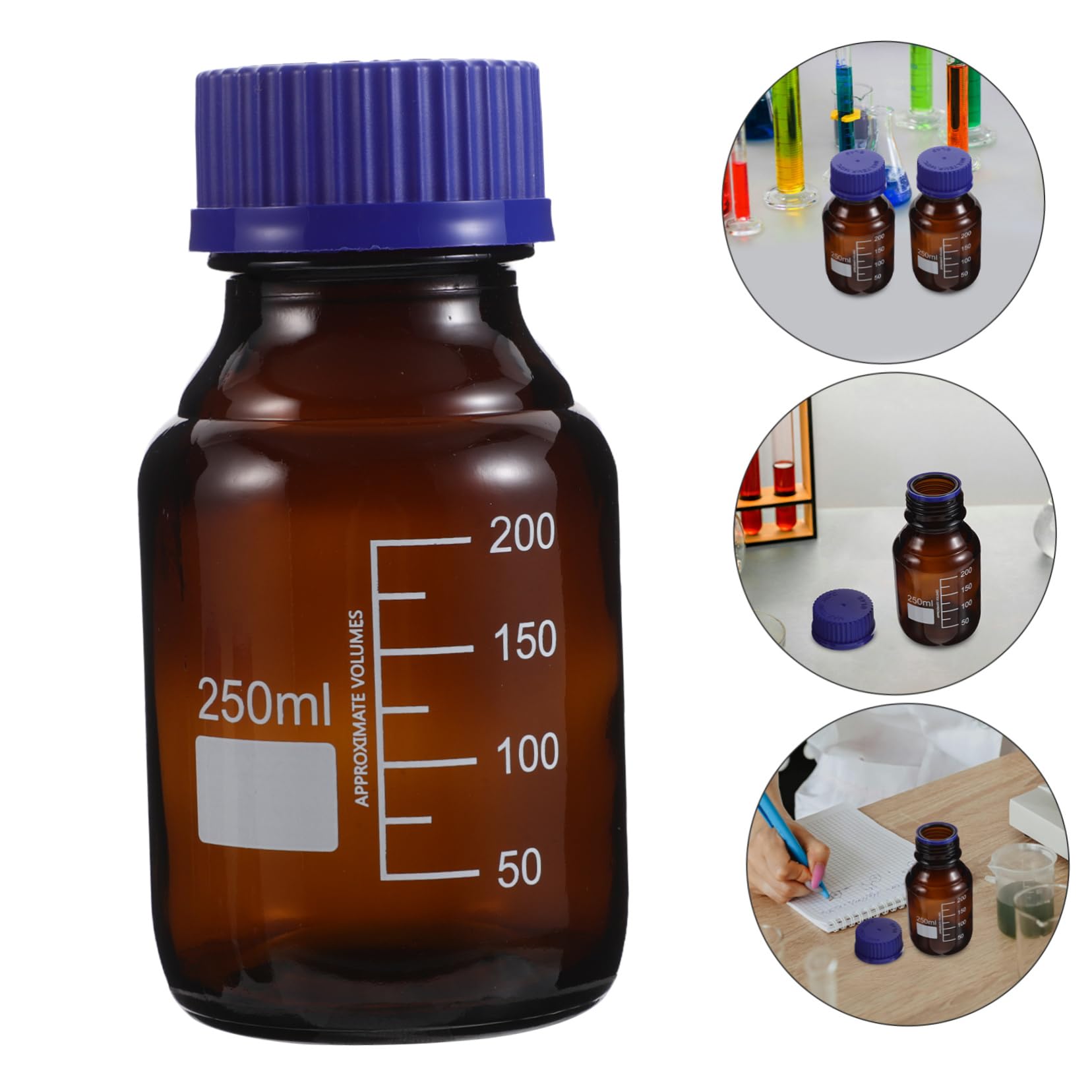 PRETYZOOM 3pezzi Bottiglia Reagenti in Vetro Piccola Bottiglia Per Conservazione Liquidi Contenitore Da Laboratorio Con Tappo Sigillato e Graduazioni Chiare