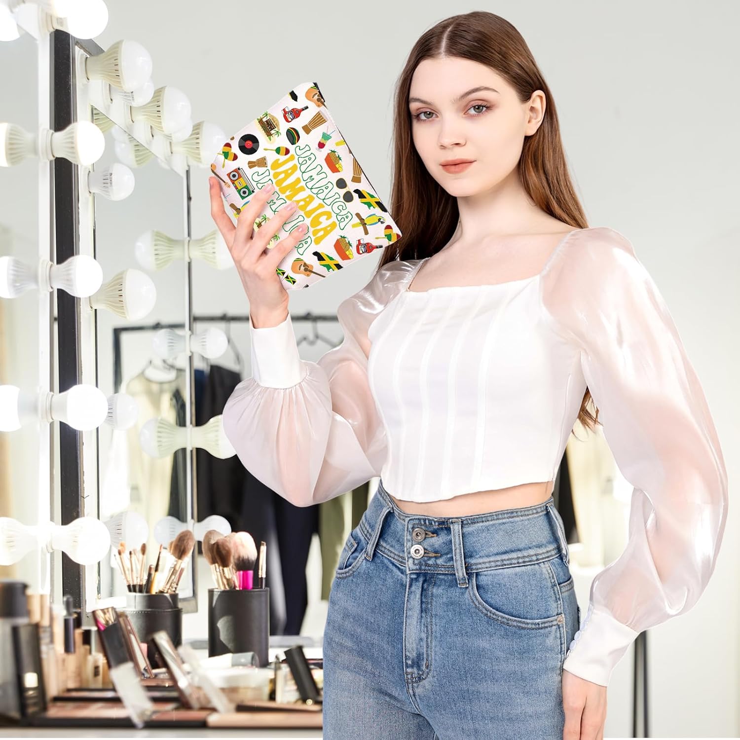 MEIKIUP Jamaica Vacation Travel Makeup Bag Jamaica Lovers Cosmetic Bag Travel Gift Jamaica Souvenirs Gift for Traveler (Jamaica bag) - Image 5