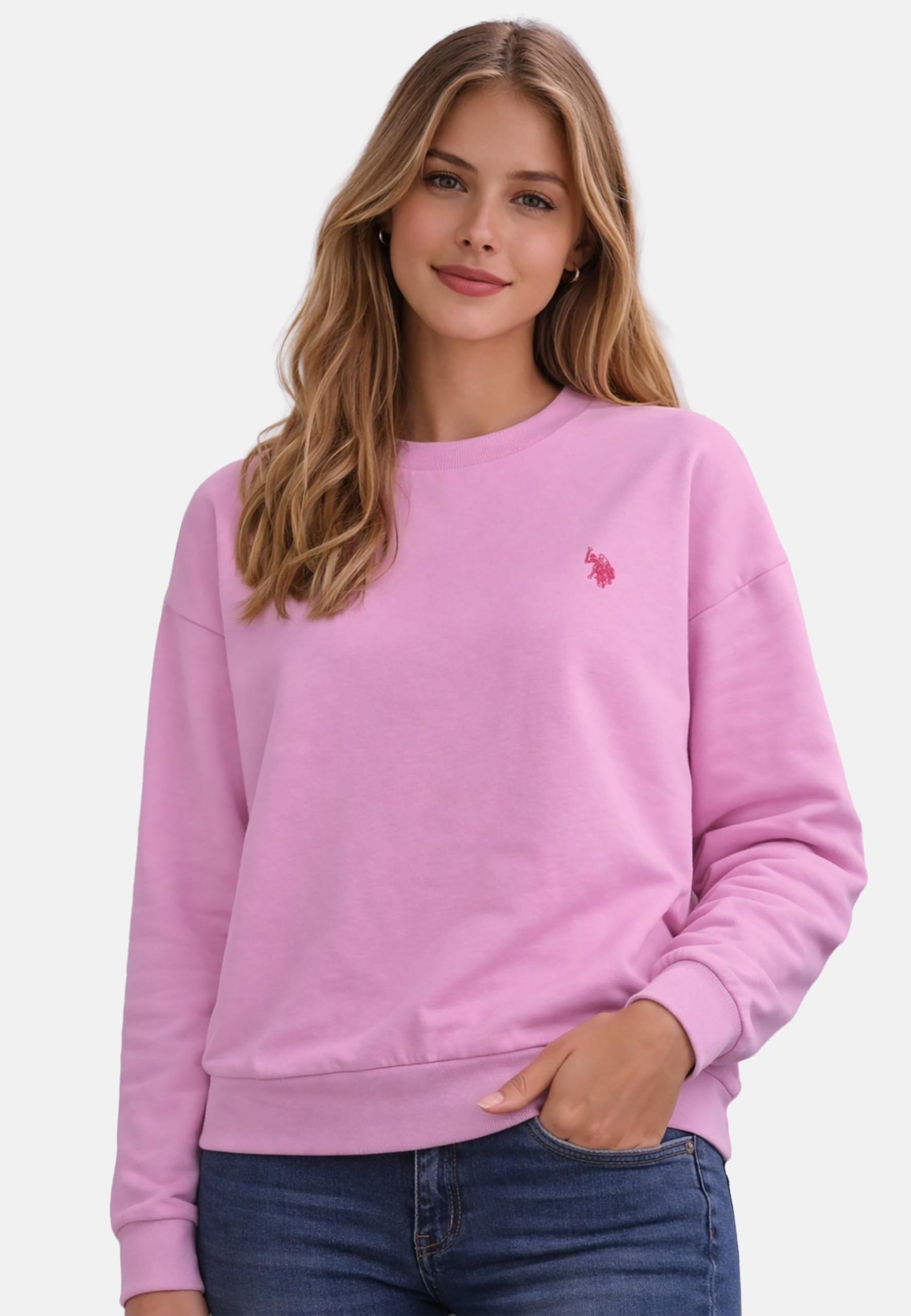 U.S. POLO ASSN. Damen Sweatshirt Pullover (S-XXL) Baumwollmix Rundhals Langarm P034