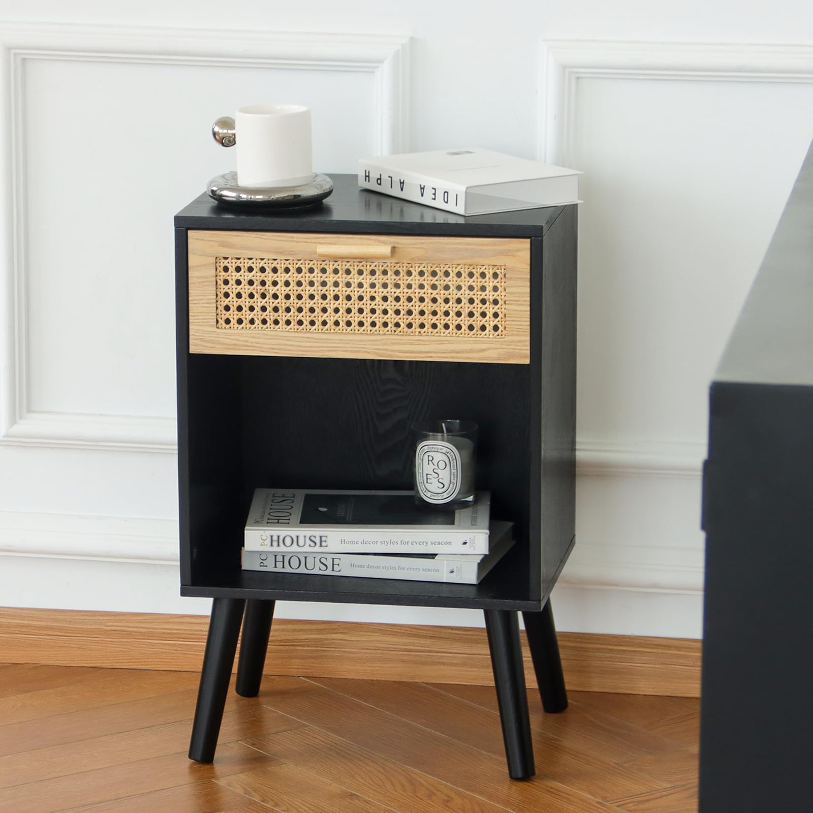 ANTICO COMODINO FAGIOLO PRIMI 1900 LEGNO INTARSIATO 2 CASSETTI CAMERA LETTO