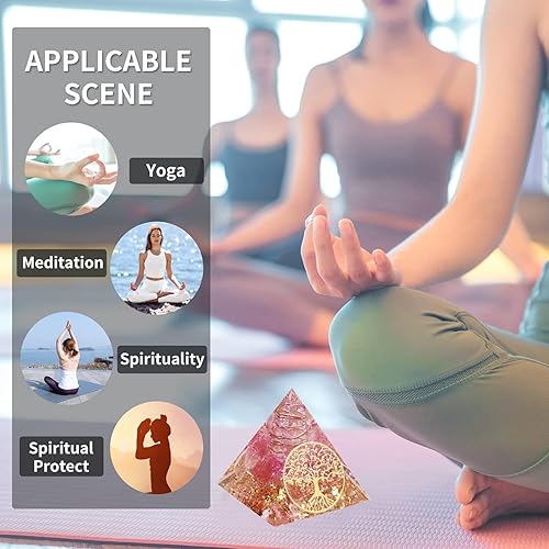 Miniatura 4 de EternalOrgone Pirámides de orgonita, cristales curativos para dinero, pirámide para energía positiva, cuarzo rosa con piedra amatista, pirámide