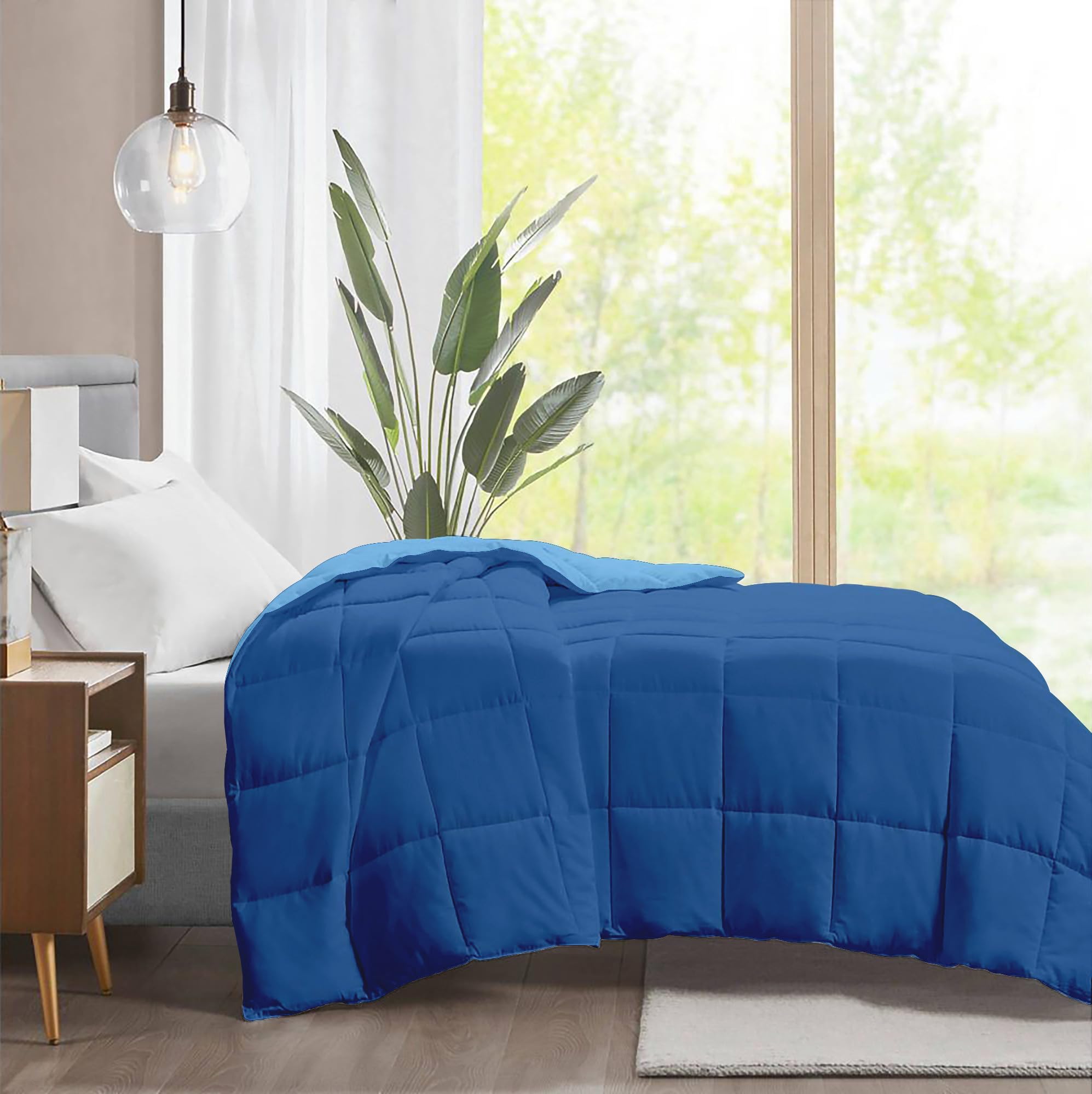 IlGruppone Piumino Invernale Caldo piumone 3 Misure Double Face Microfibra Anallergico - Blu/Azzurro - 1 Piazza e Mezza