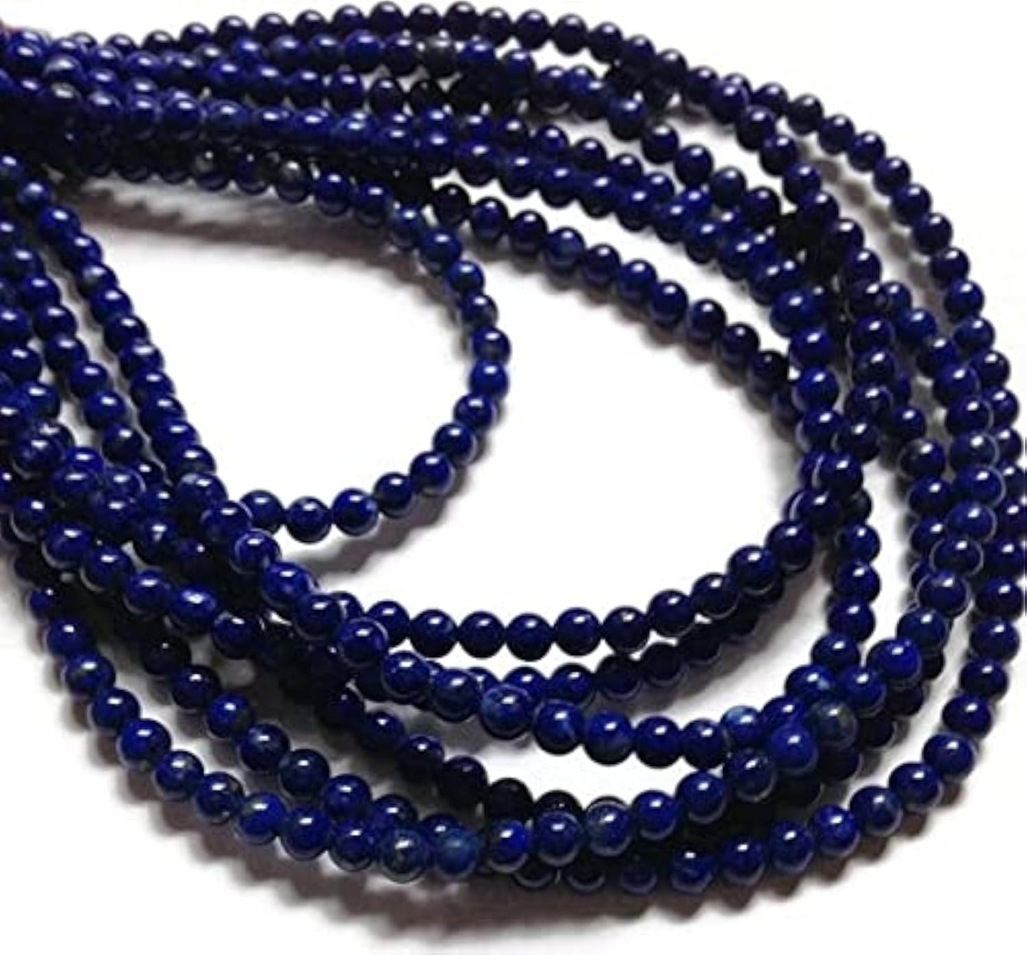 Lapis-lazuli de 4mm en perles rondes lisses sur fil de 8 pouces