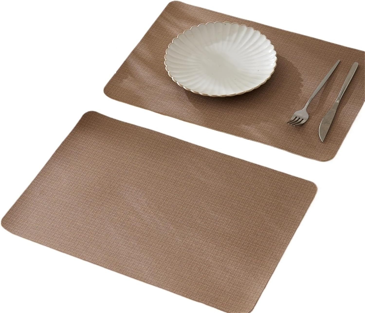 4/6/12pcs,PU Placemats,Dining Table Waterproof Non-Slip Table Mat,Heat Insulation Leather Place Mats Set,Nordic Style Cup Mat(Black,12pcs)