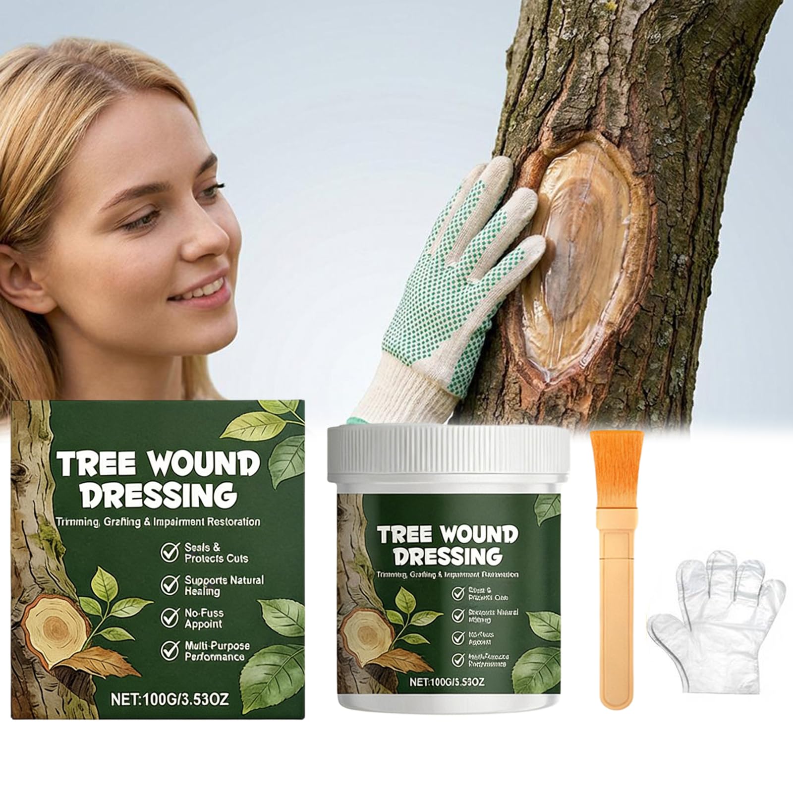 Tree Wound Sealer & Dressing,100g Bonsai Pruning Sealer for Cut, Damaged Bark, Grafting – Effective Tree Repair Sealant,Trees Grafting Supplies, Pruning Sealers for Shrub, Rose, Orchard (color1)