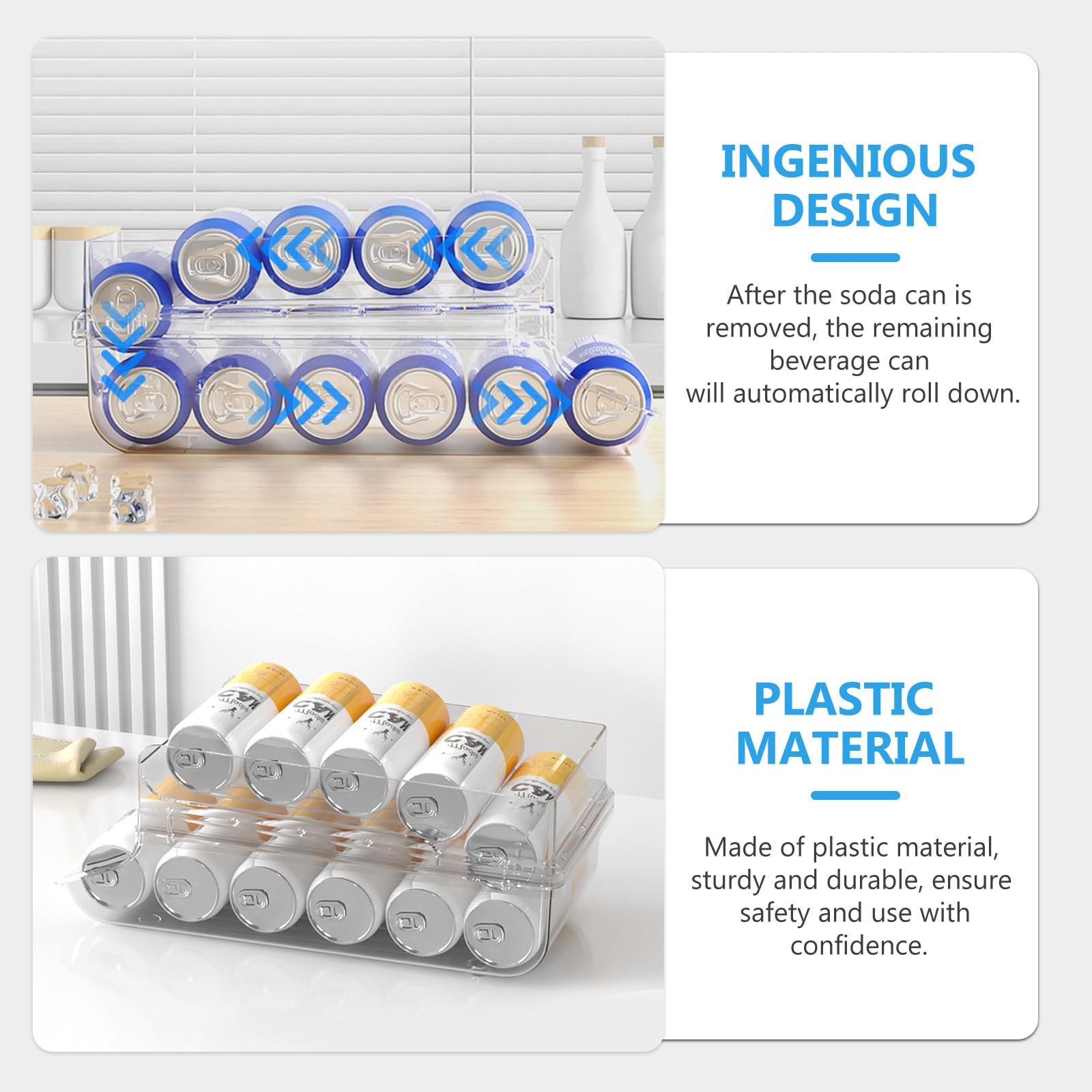 SEWACC Organizador de Latas de Plástico para Refrigerador de Doble Capa
