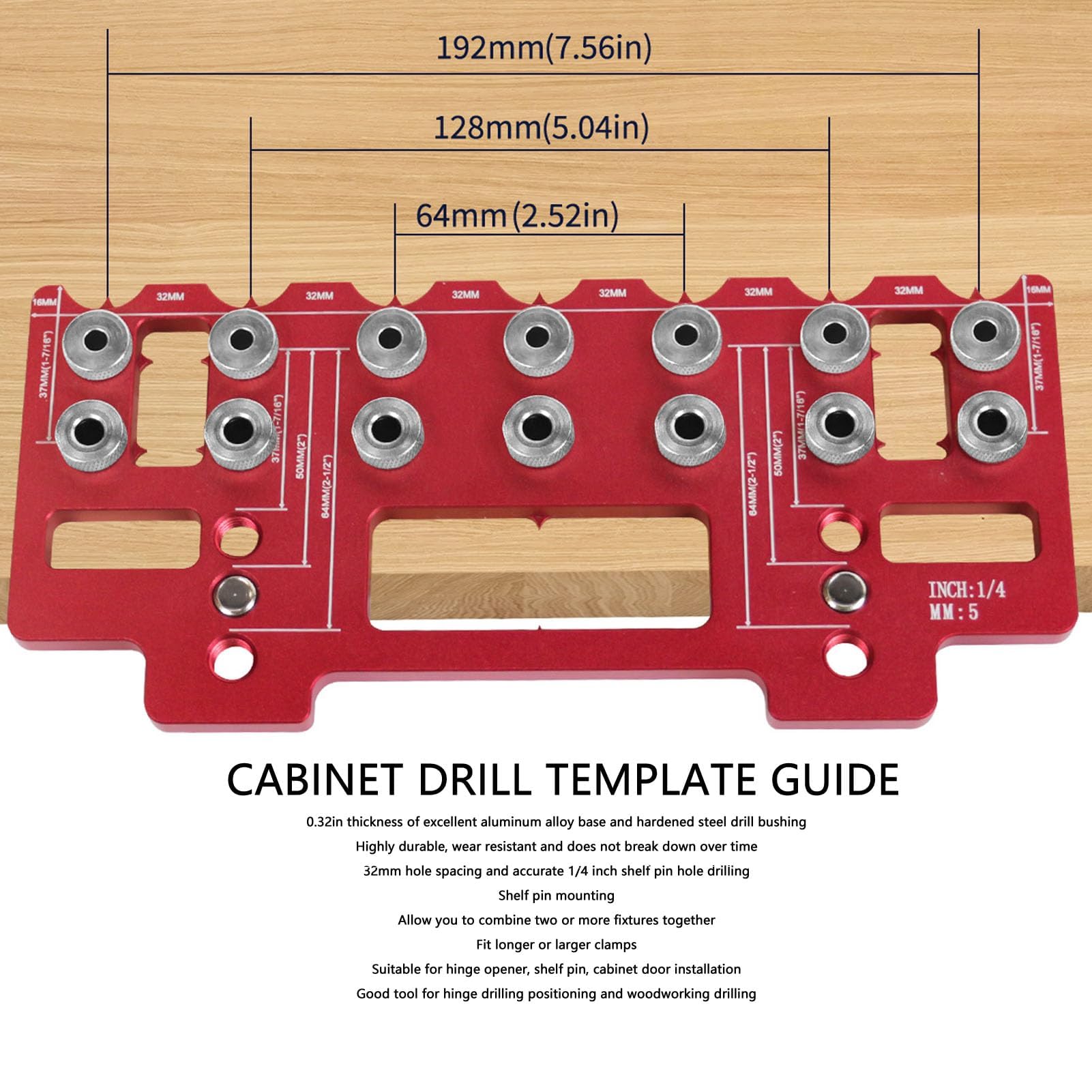 Ejoyous Gabarit de Perçage de Trou D'armoire Gabarit de Perçage D'armoire de pour Armoires avec Trous de 5 Mm à 6,35 Mm et Espacement des Trous de 32 pour