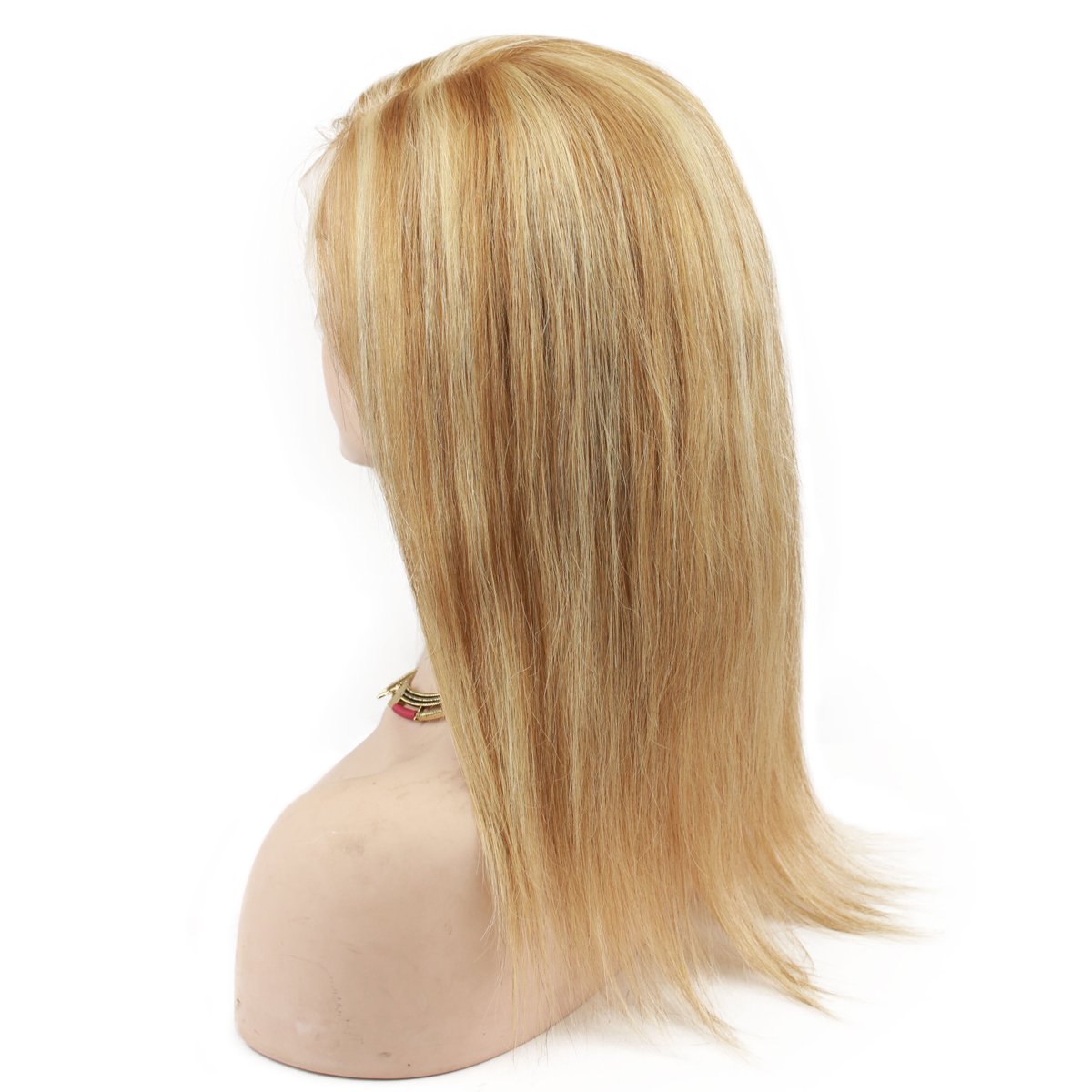 #27/#613 Short Bob Wigs Blonde Highlight Piano Color Full Lace Brazilian Remy Human Hair Silk Straight Lace Front Human Hair Wigs with Baby Hair for Women (14 inch, Lace Front)