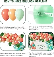 Vista 3 de Ouddy Party Tropical Balloon Garland Arch Kit, 12"10"5" Rose Gold Blush Blue Balloons Artificial Palm Leaves Plumeria for Magic Theme Birthday Party