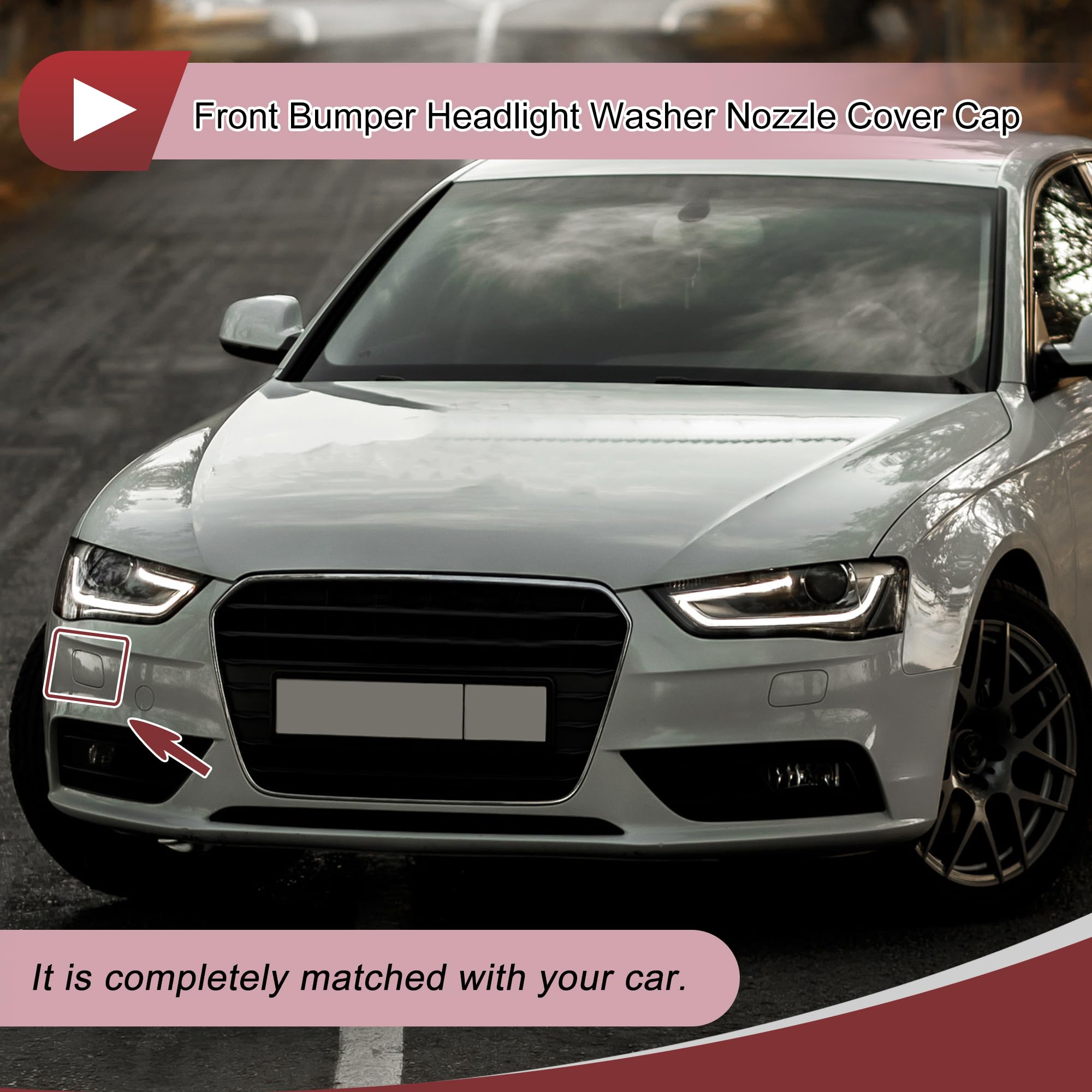 HEROFFIX 1 Pcs Front Right Side Bumper Headlight Washer Nozzle Cover Cap for Audi A4 S4 2013-2015 Bumper Trim Nozzle Cover No.8K0955276C Unpainted Plastic