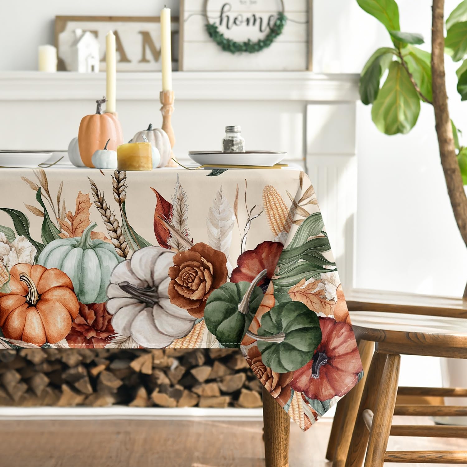 Fall Tablecloth - Floral Harvest Design -3