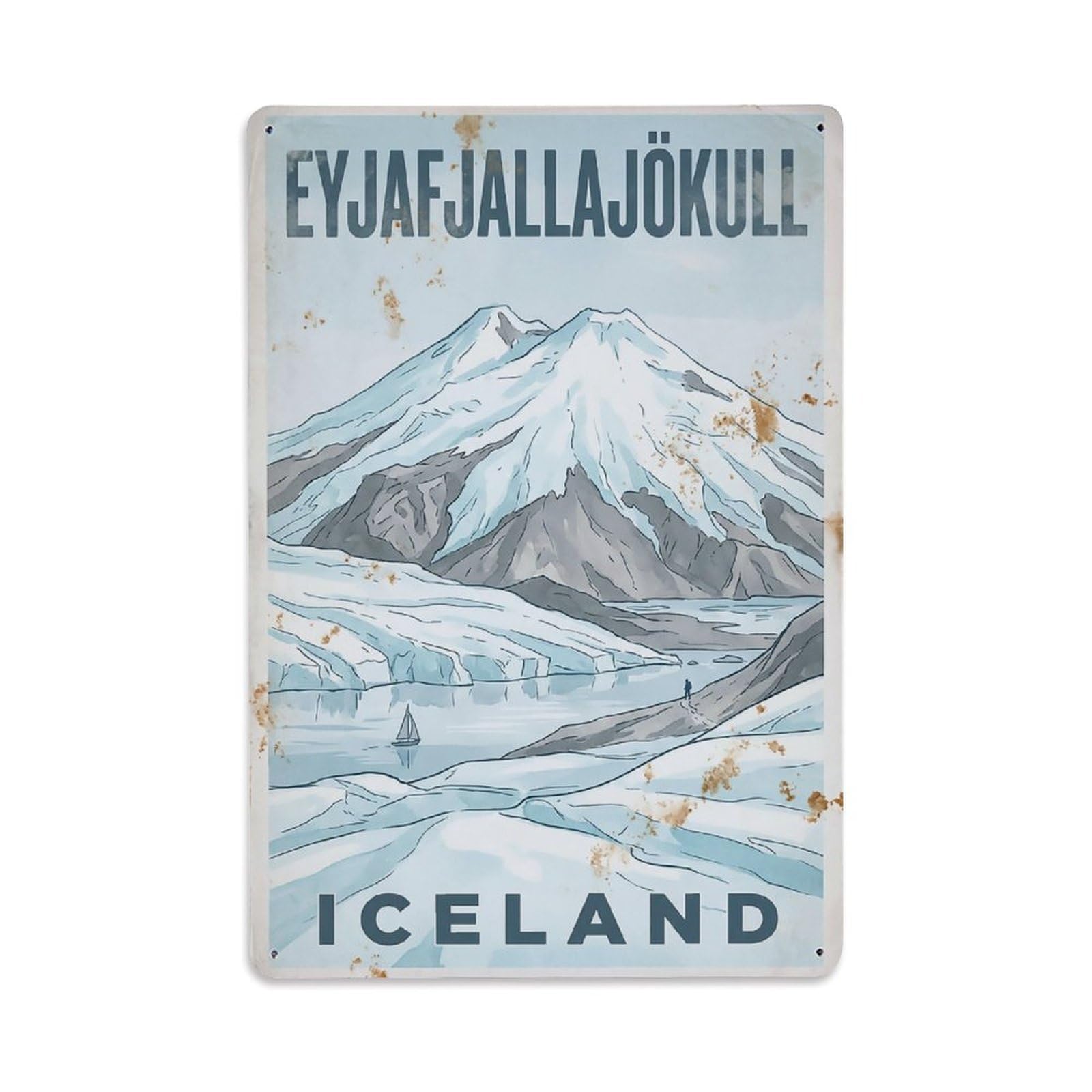 Vintage Travel Eyjafjallajokull Iceland Glacier Metal Tin Sign