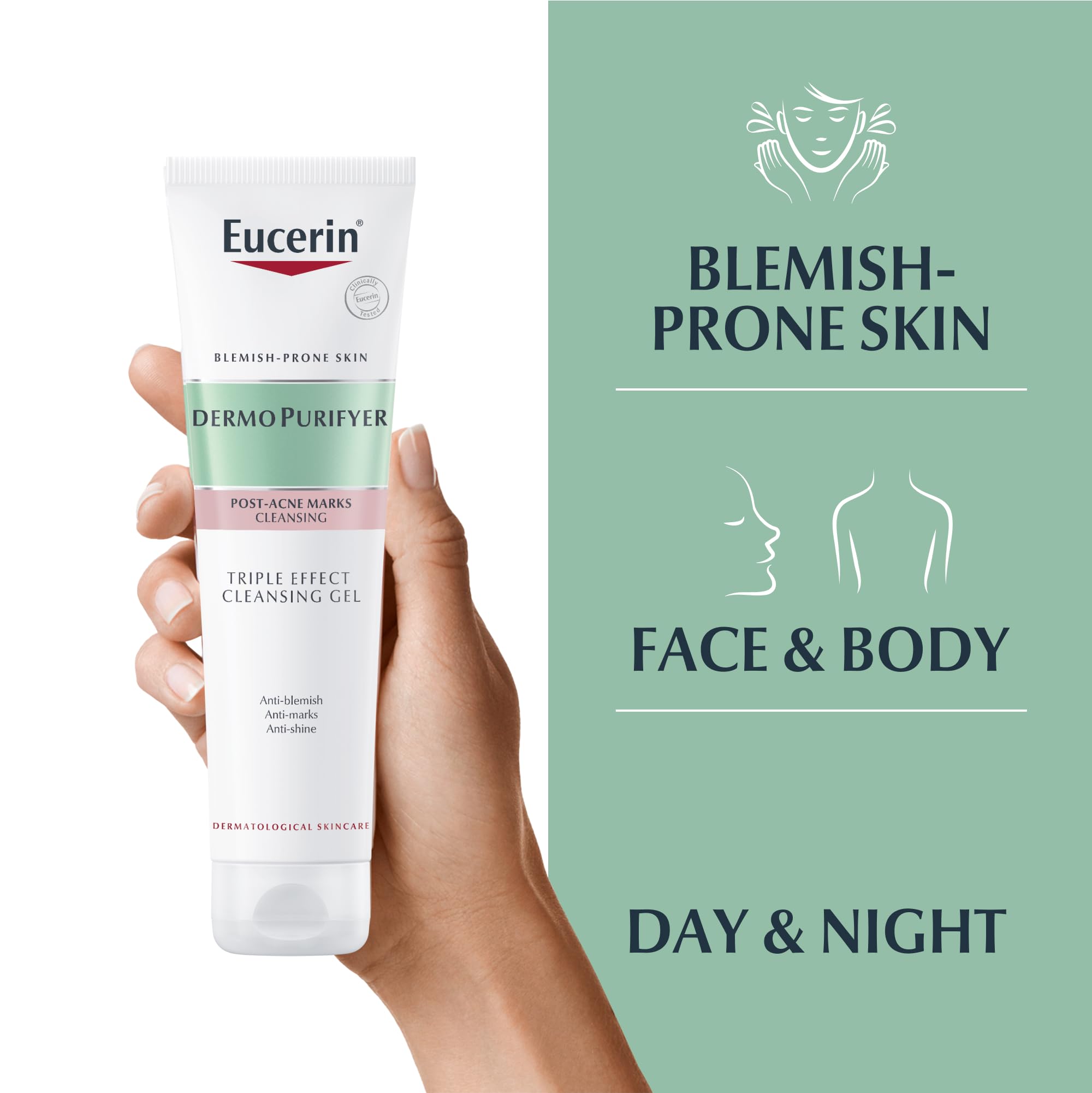 Eucerin DermoPurifyer Triple Effect Cleansing Gel 150ml, Gentle and Effective Facial Cleanser for Blemish-Prone Skin - Image 3