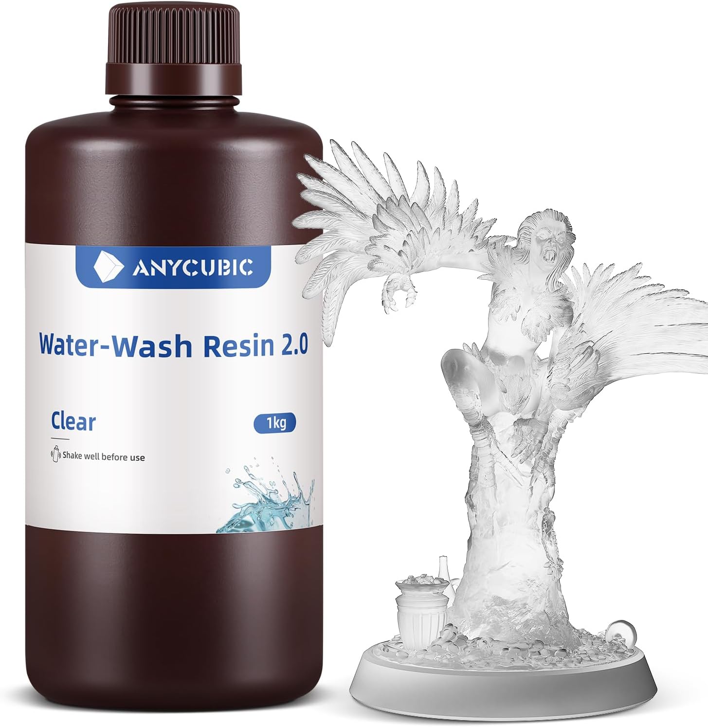 3D Printer Resin, Water Washable Resin, No Extra Alcohol Needed and Easy to Clean, Fast Curing, Low Odor, Wide Compatibility for All 3D Printers from