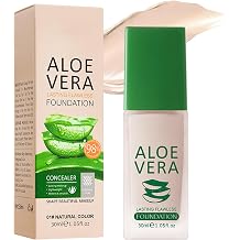 Aloe-Infused Foundation, Hydrating Skincare Makeup with Aloe Leaf, Medium to High Buildable Coverage, Lightweight & Breathable Vegan Liquid Formula, 1.05 fl oz, Natural