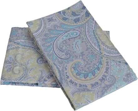 2 Pack Blue Paisley Cotton Pillowcases with Envelope Closure Breathable Queen Size Pillow Protector 20x30 Inches
