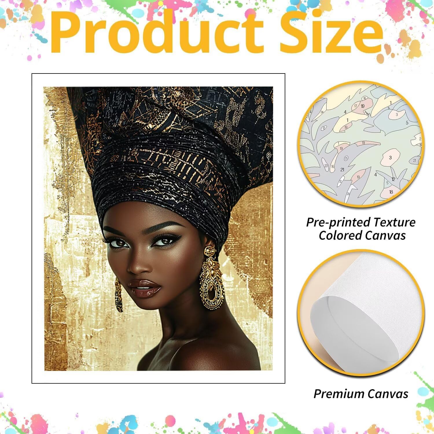 WEISHIWE Donna nera Dipingere con i Numeri per Adulti, 70x90cm a-338 | Paint by Numbers Kit con Pennelli e Acrilico Pigmento, Fai da te Olio La Pittura di Numeri Kit, Decora la Casa, senza Cornice
