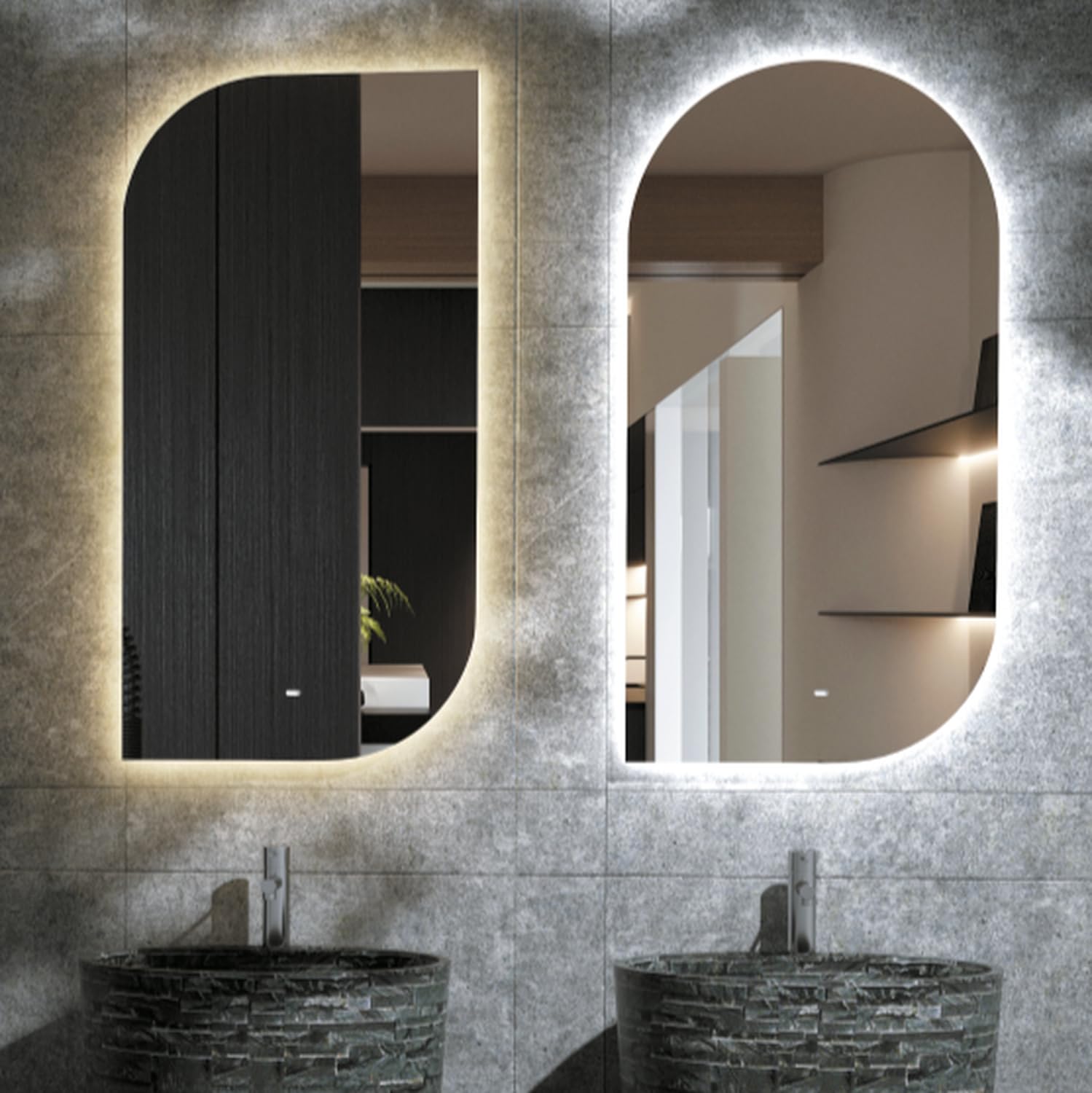 LEDIMEX - Espejo 110x60cm Retroiluminado Baño con Luz LED, Antivaho y Sensor de Movimiento | Espejo Inteligente con Luz Cálida 3000k para Mueble de Baño | Serie Cardiff