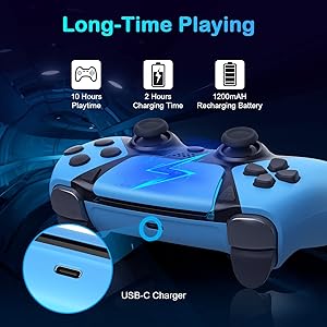 Replacement for PS4 Controller,Wireless Pro for Playstation 4 Controller,No Drift ALPS Joystick,Cheap Control Compatible with PS4,Slim,Pro,PC,TV,Dual Vibration Gamepad with Back Paddles,Turbo,Blue