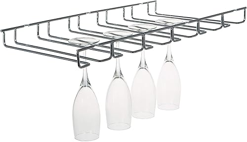 Kitchen Details Estante de secado para copas de vino  Soporte colgante para copas de vino  Montaje debajo del gabinete  Capacidad para 18 vasos
