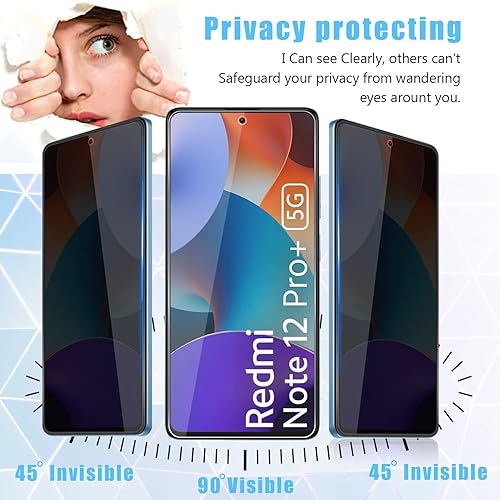 Miniatura 3 de Protector de pantalla de privacidad de cobertura completa para Xiaomi Redmi Note 12 Pro (4G/5G) (2 paquetes) + protector de lente de cámara (2