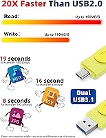 Vista 8 de MOSDART ExFAT - Memoria USB C 3.2 de 64 GB de velocidad rápida C y A, con llavero e indicador LED, para iPhone 15, 16, 17, teléfono Android, iPad